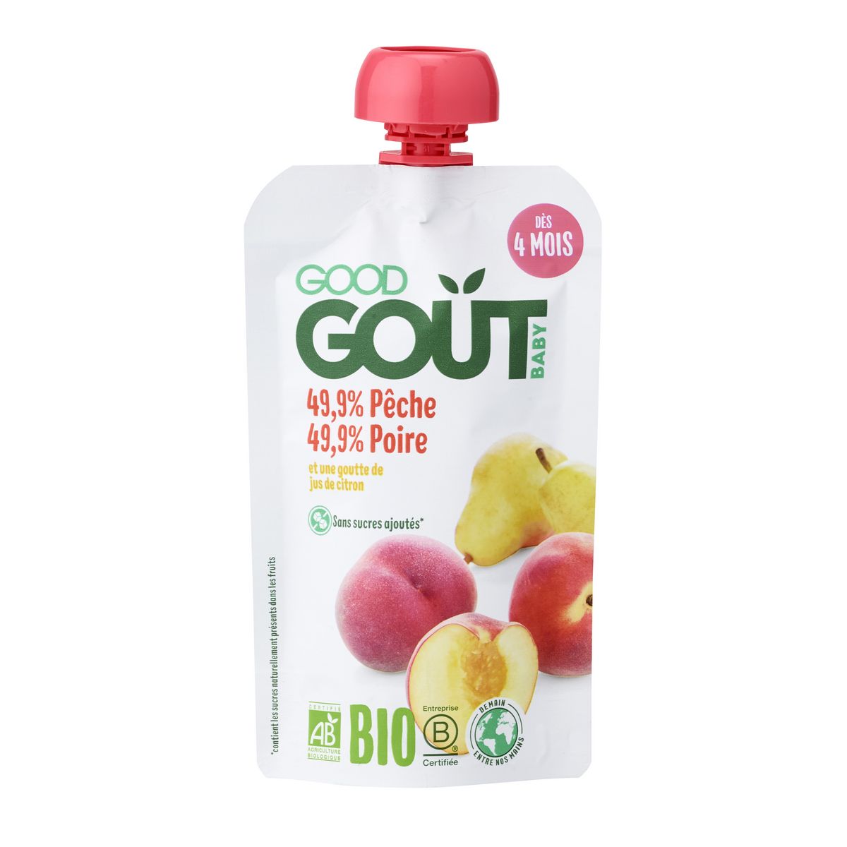 GOOD GOUT Gourde dessert pêche poire bio dès 4 mois 120g