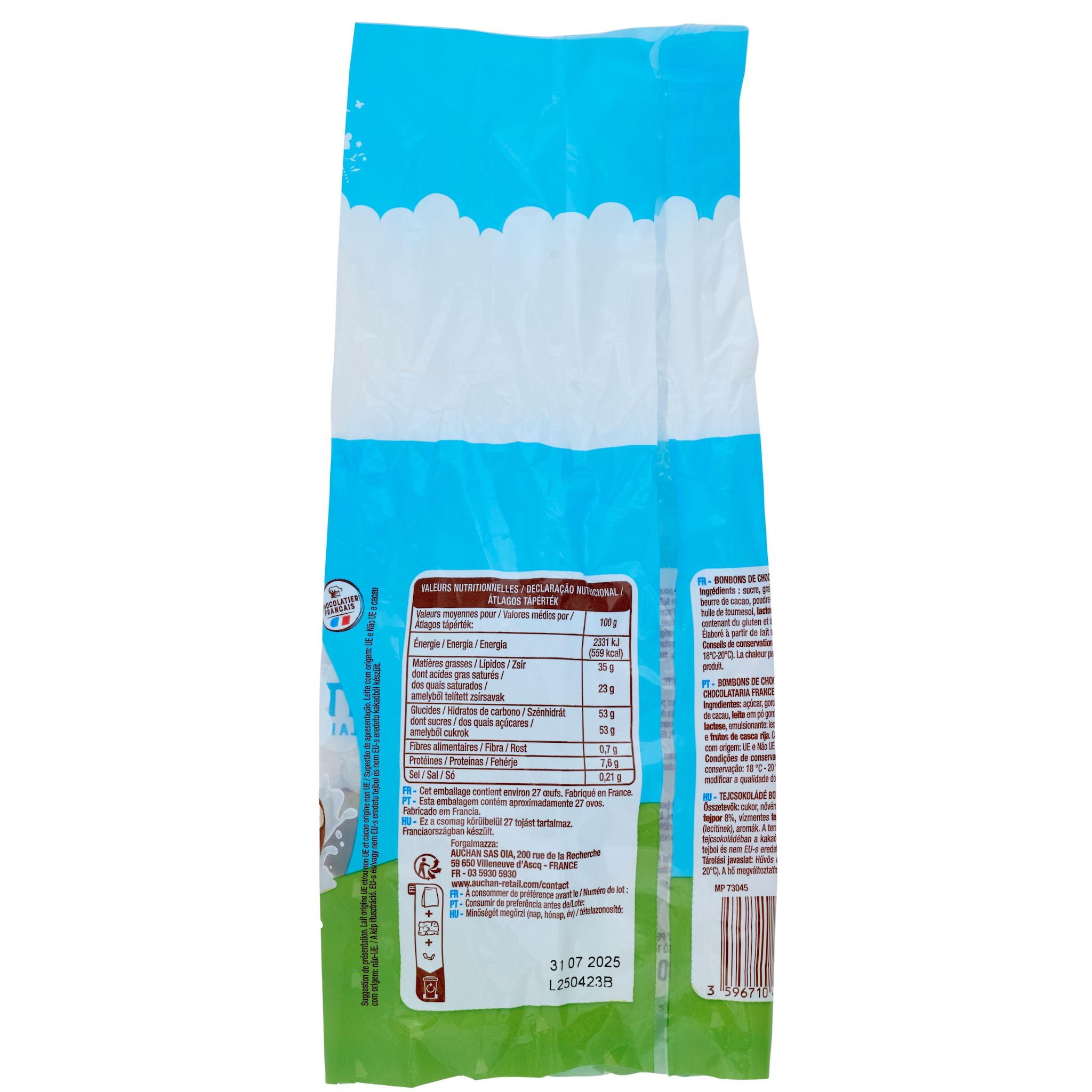 Voir la diapositive 5 : VENDOME Oeufs choco lait fourrage lait 200g