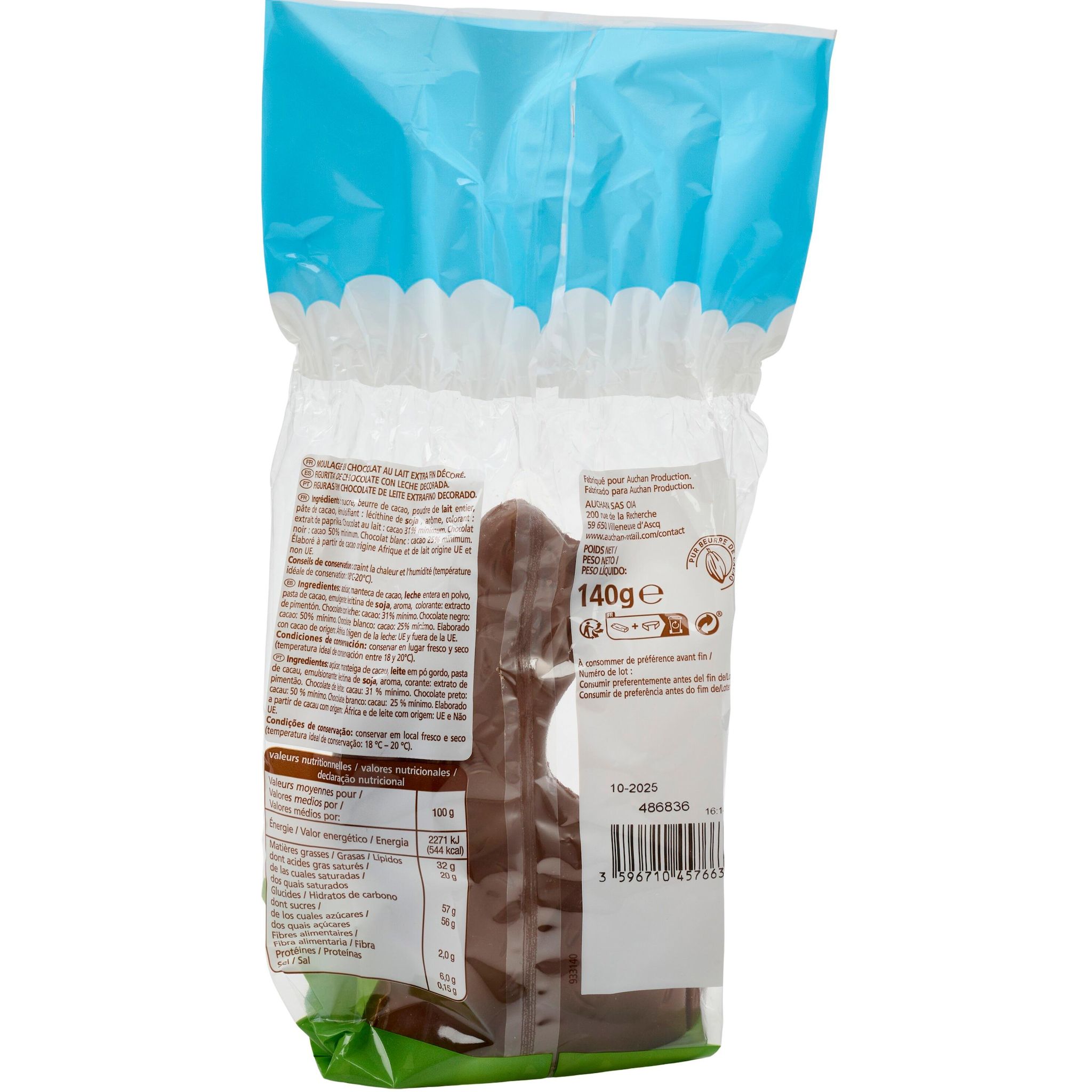 Voir la diapositive 3 : VENDOME Moulage lapin au chocolat décoré pur beurre de cacao 140g