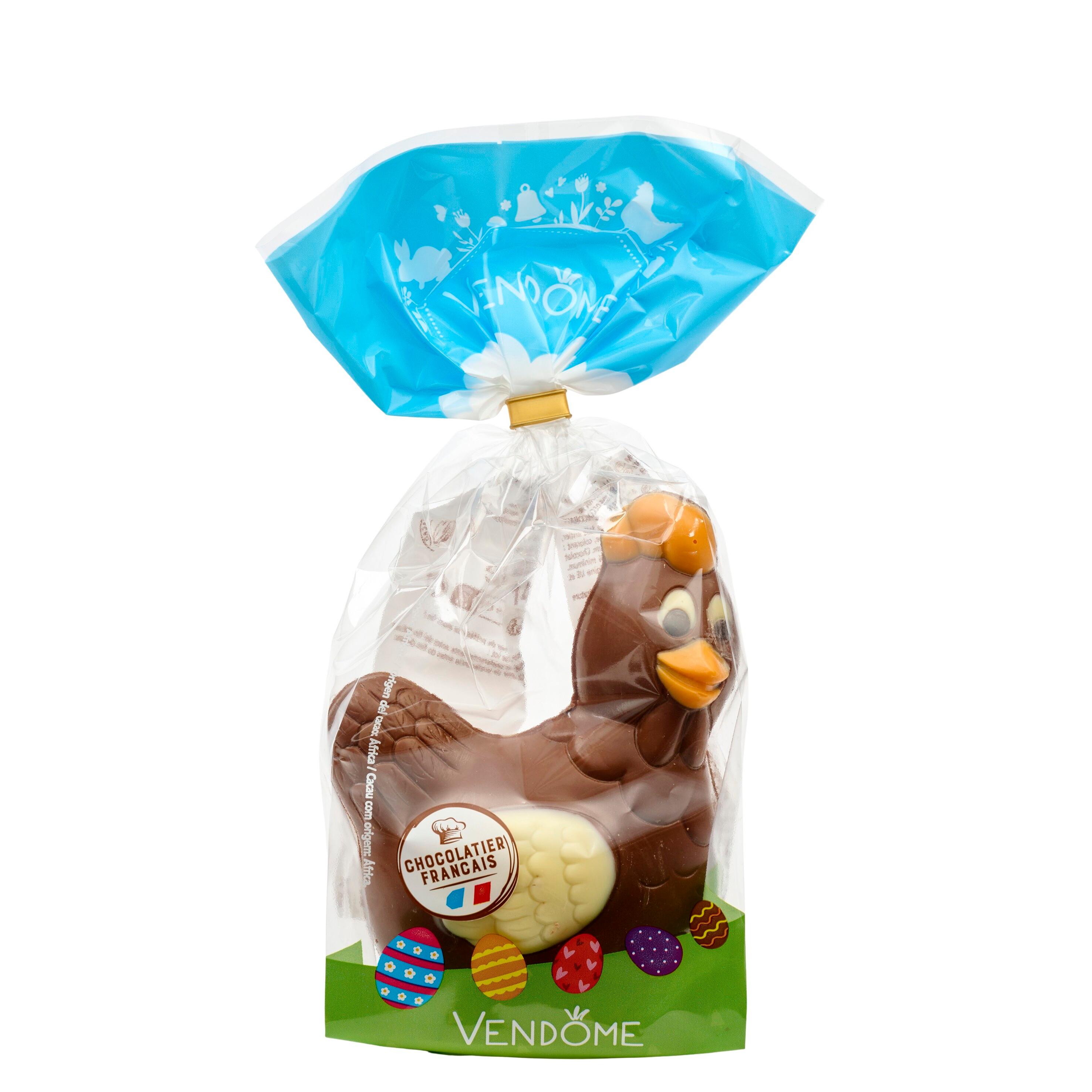 Voir la diapositive 4 : VENDOME Moulage poule en chocolat au lait extra fin décoré 140g