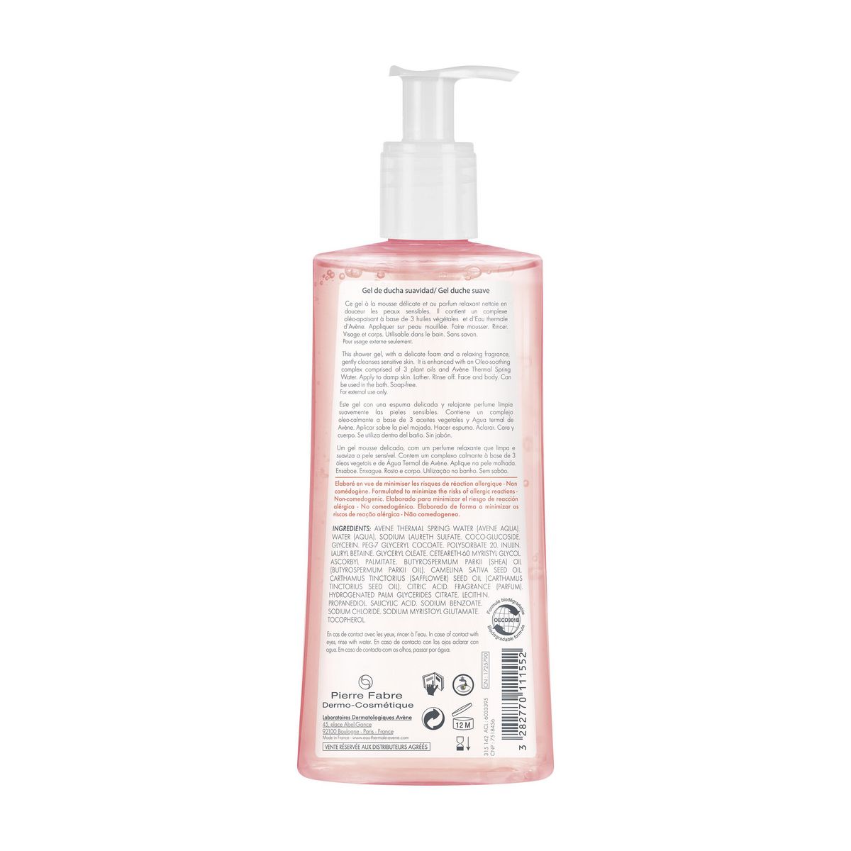 AVÈNE Gel douche peaux sensibles 500ml