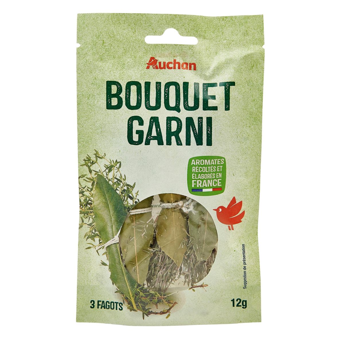 AUCHAN Bouquets garnis thym et laurier de Provence 12g
