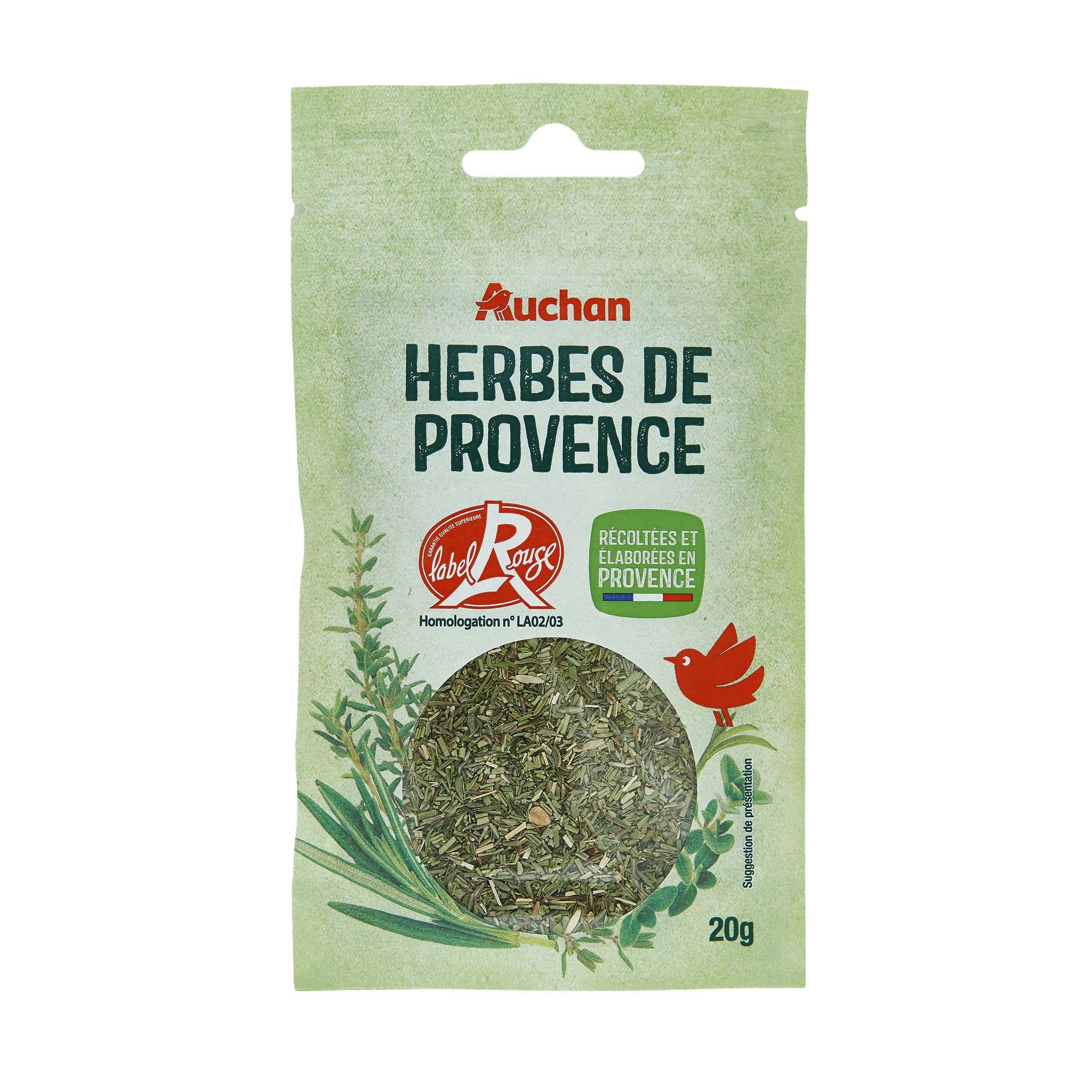 Voir la diapositive 2 : AUCHAN Herbes de Provence Label Rouge en sachet 20g