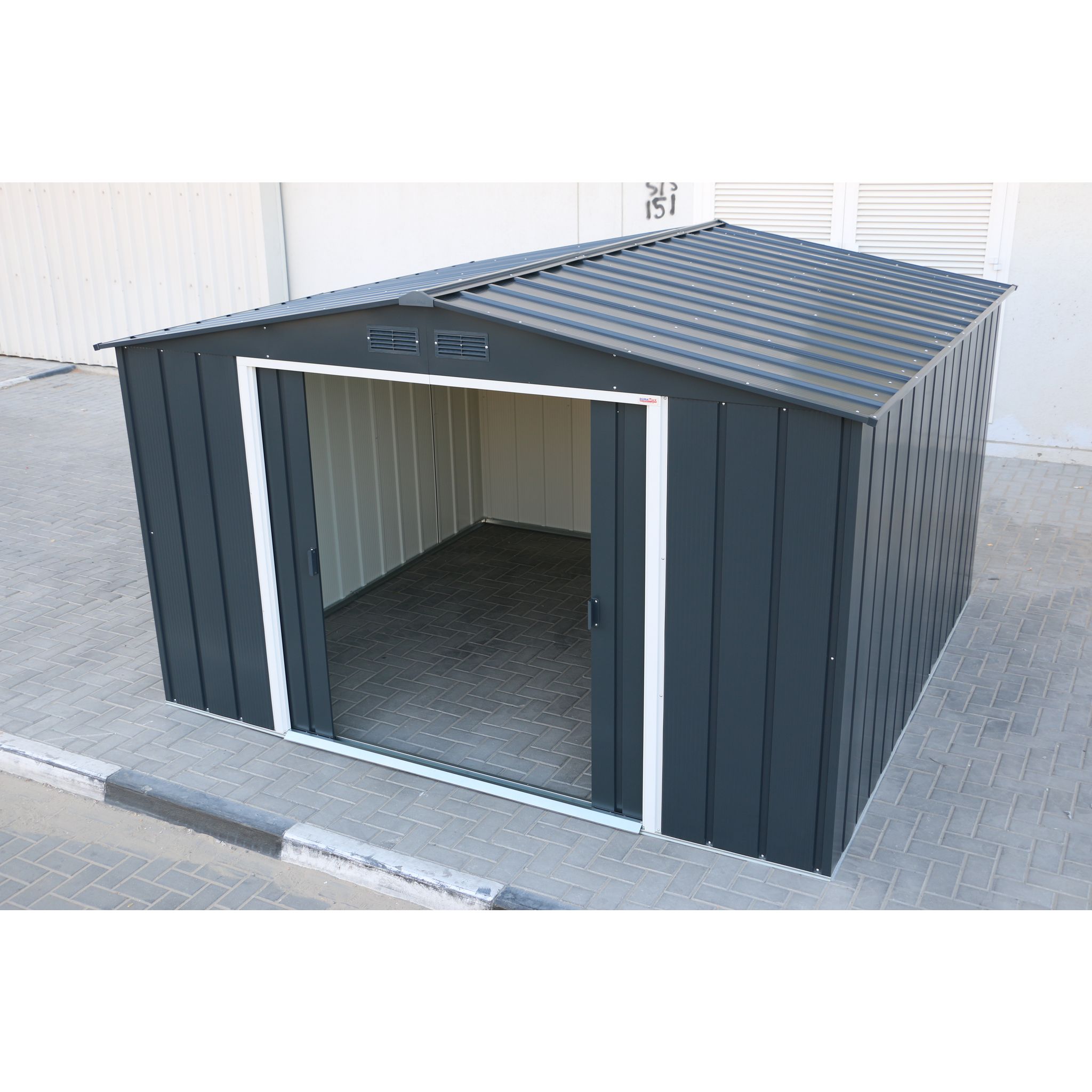 Voir la diapositive 2 : DURAMAX Abri de jardin métal - 9,11m² - PONCE