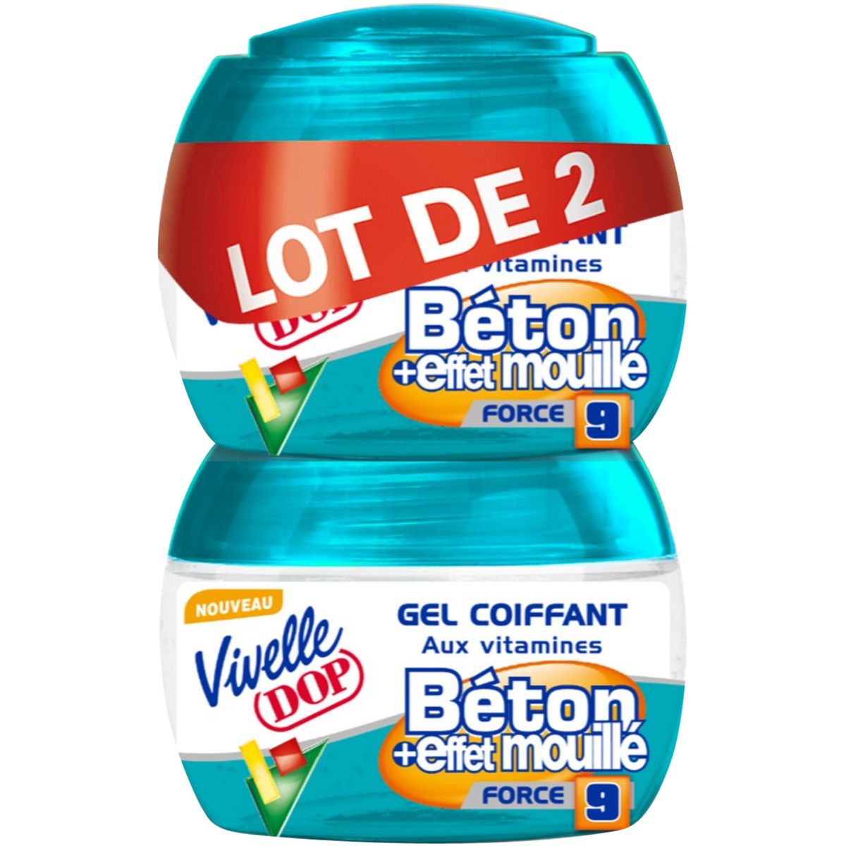 VIVELLE DOP Gel coiffant béton force 9 effet mouillé 2x250ml
