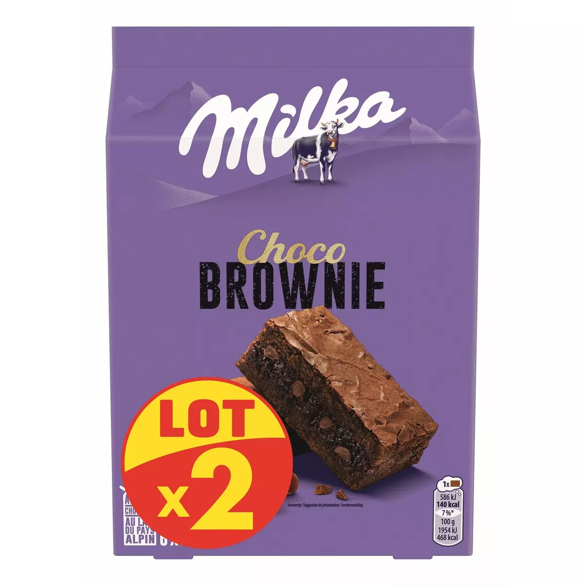 MILKA Brownie au chocolat sachets individuels 2x6 gâteaux 360g