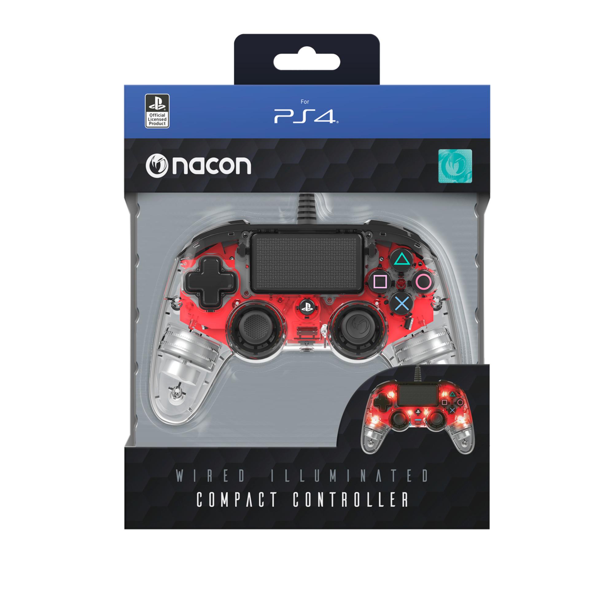 Voir la diapositive 1 : NACON Manette Filaire Lumineuse pour PS4 - Rouge