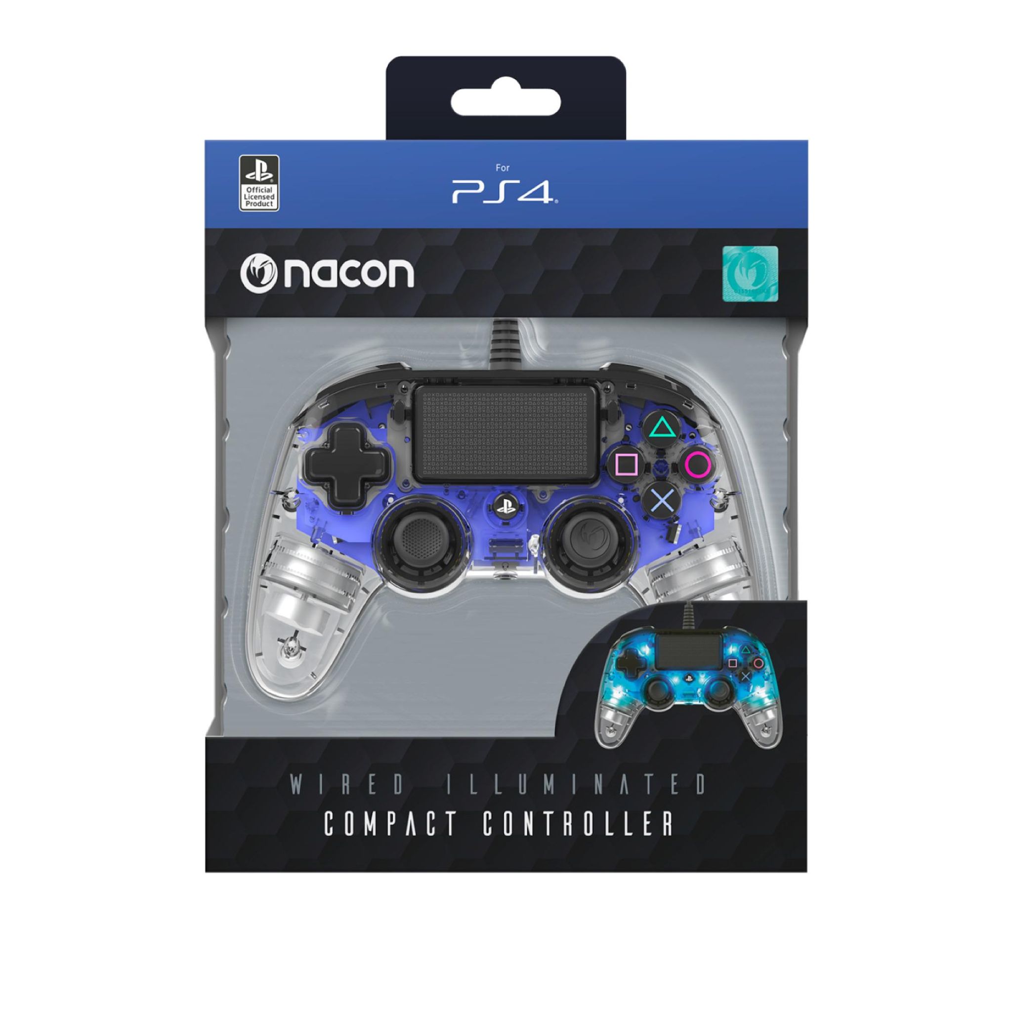 NACON Manette Filaire Lumineuse pour PS4 - Bleu