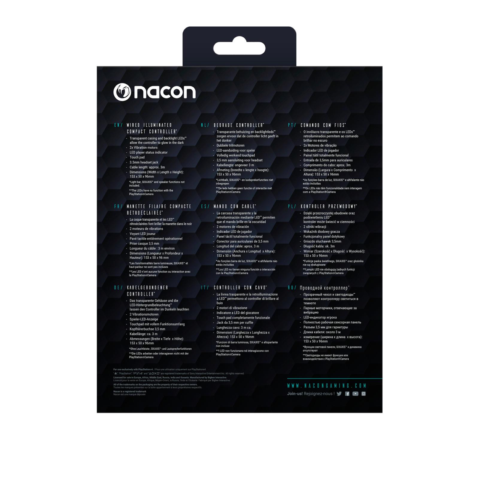 Voir la diapositive 6 : NACON Manette Filaire Lumineuse pour PS4 - Bleu