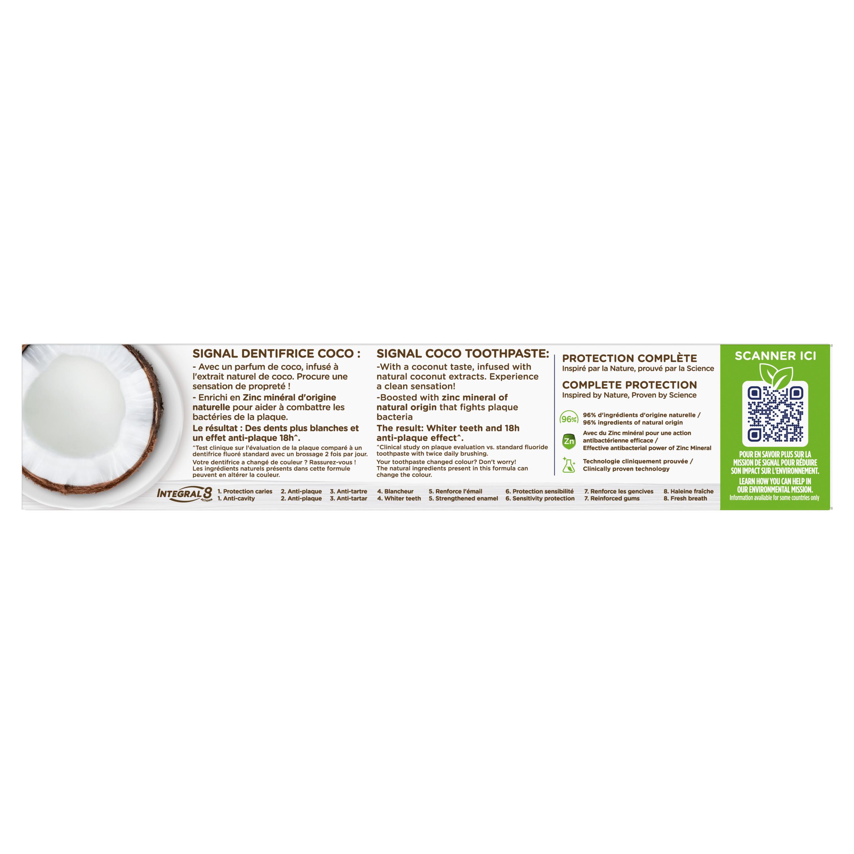 Voir la diapositive 3 : SIGNAL Dentifrice intégral 8 coco blancheur 2x75ml