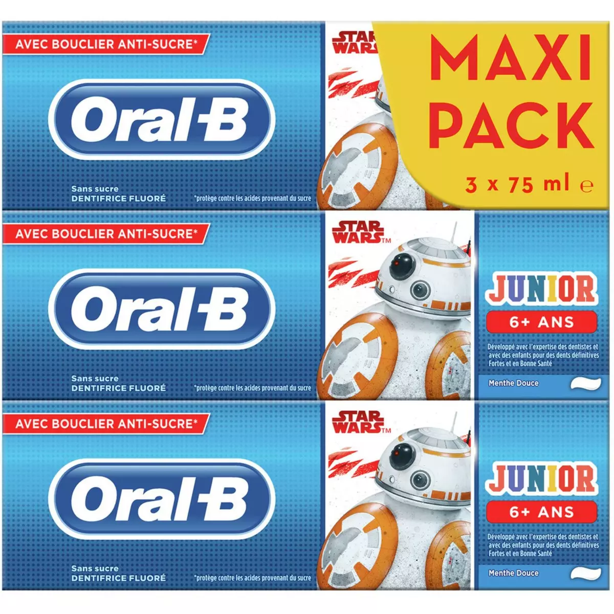 ORAL-B Dentifrice Star Wars pour enfant 6 ans+ 3x75ml