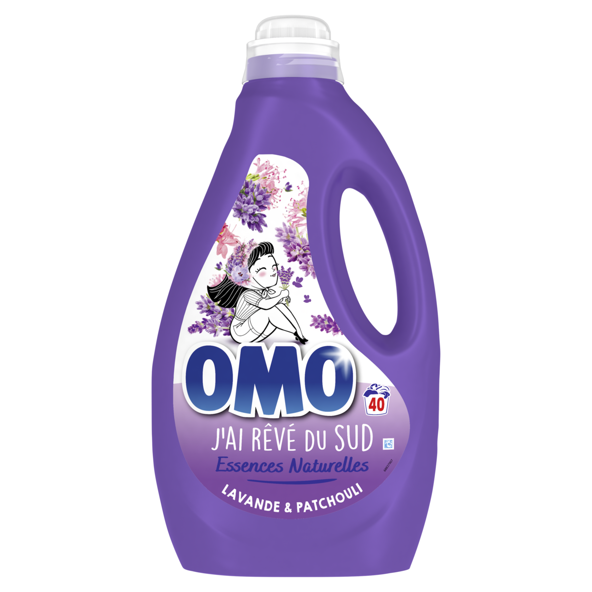 OMO Lessive liquide parfum lavande et patchouli 40 lavages 2l