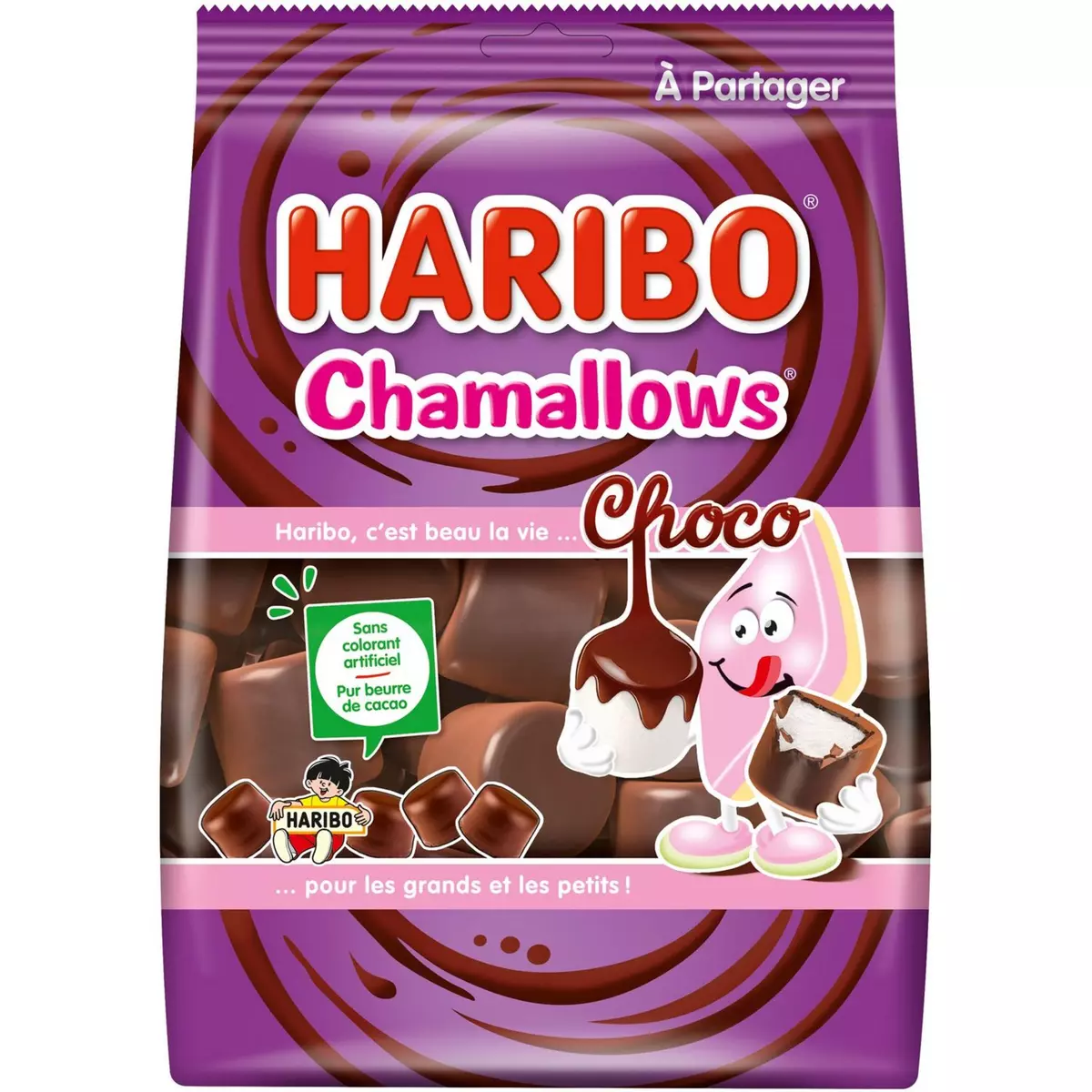 HARIBO Chamallows guimauve enrobée de chocolat au lait 160g
