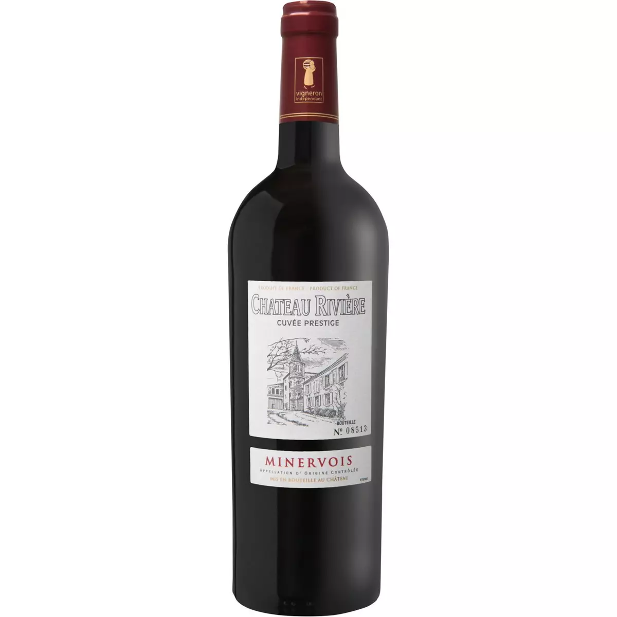Vin rouge AOP Minervois Château Rivière cuvée prestige 75cl