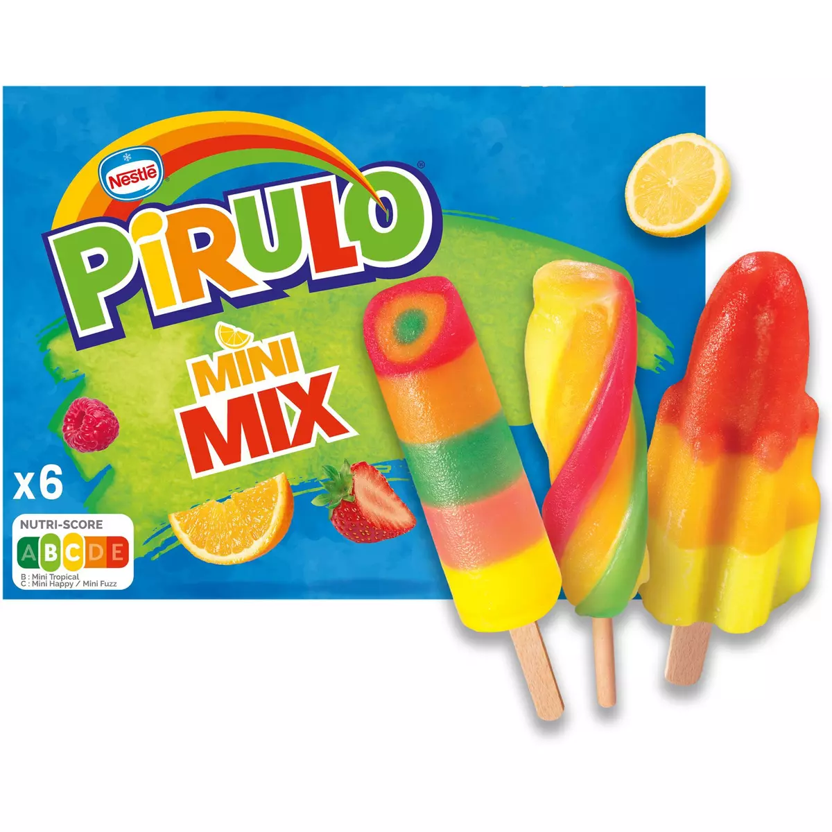 PIRULO Bâtonnet glacé mix aromatisé aux fruits 6 pièces 300g