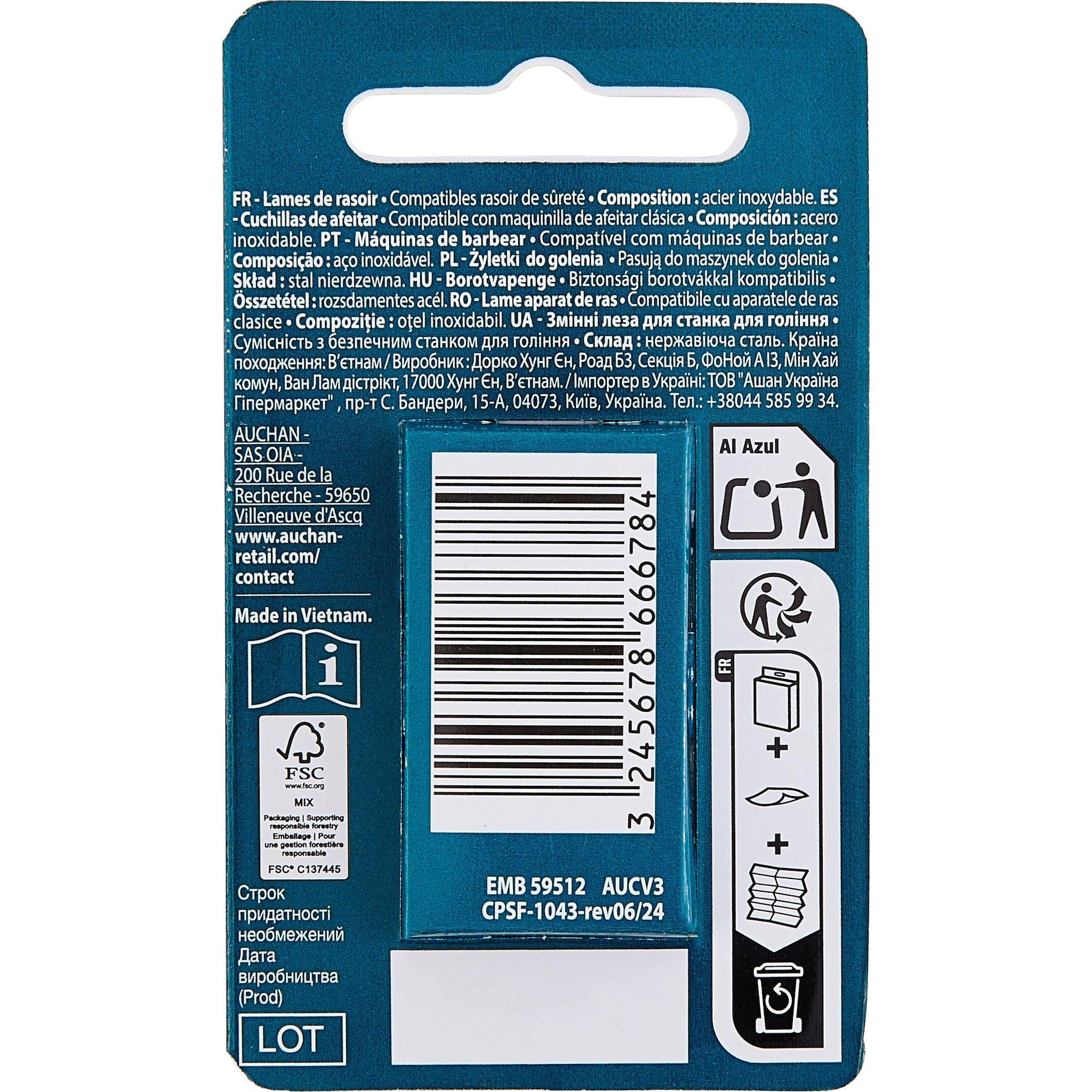 Voir la diapositive 2 : COSMIA MEN Recharge lames de rasoir 10 recharges