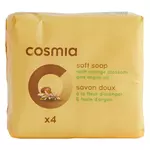 COSMIA Savon solide fdoux à la fleur d'oranger et huile d'argan 4 savons 360g