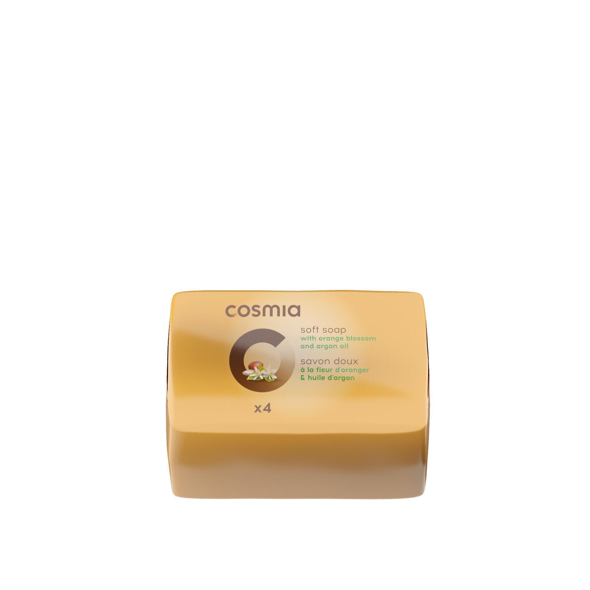 Voir la diapositive 2 : COSMIA Savon solide fdoux à la fleur d'oranger et huile d'argan 4 savons 360g