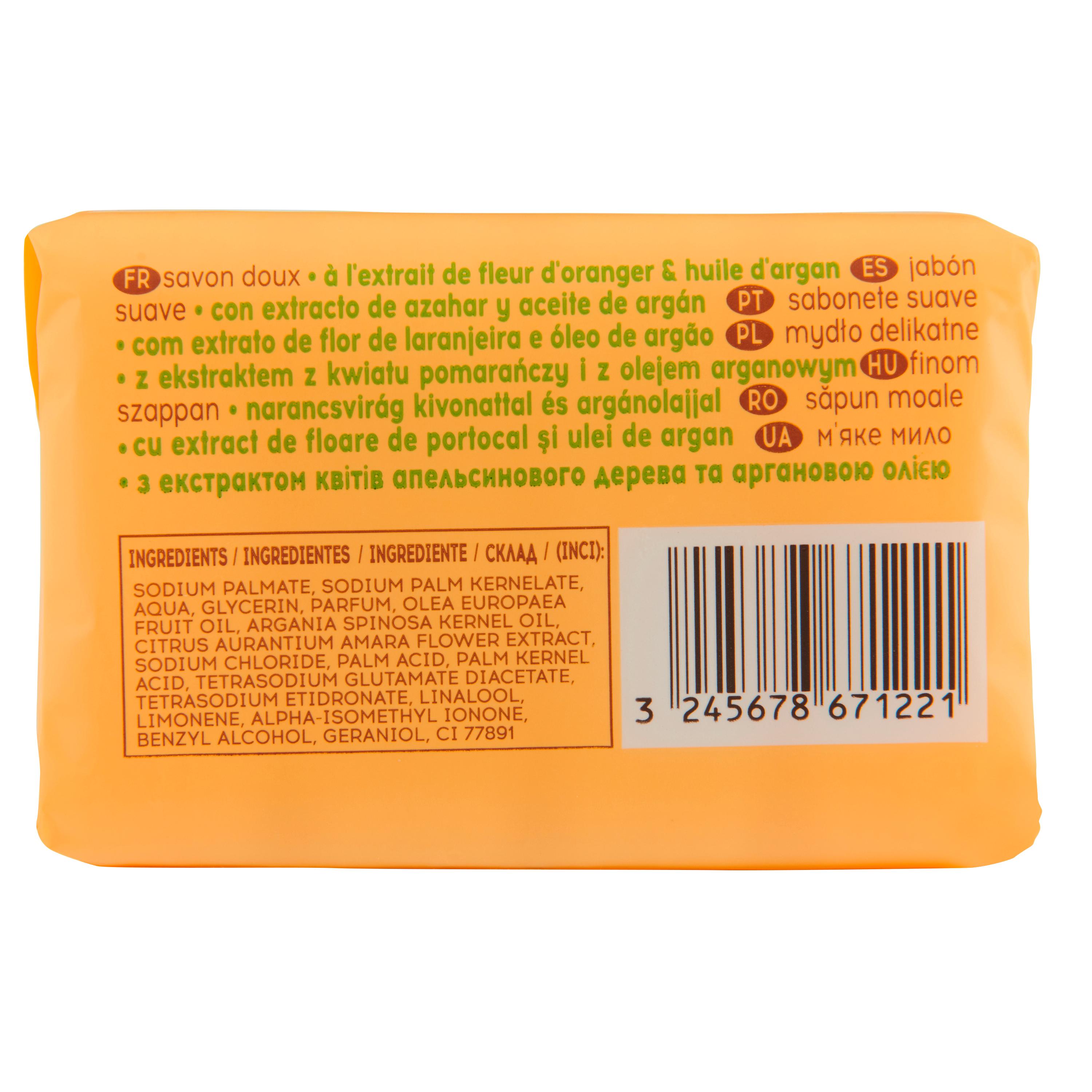 Voir la diapositive 3 : COSMIA Savon solide fdoux à la fleur d'oranger et huile d'argan 4 savons 360g