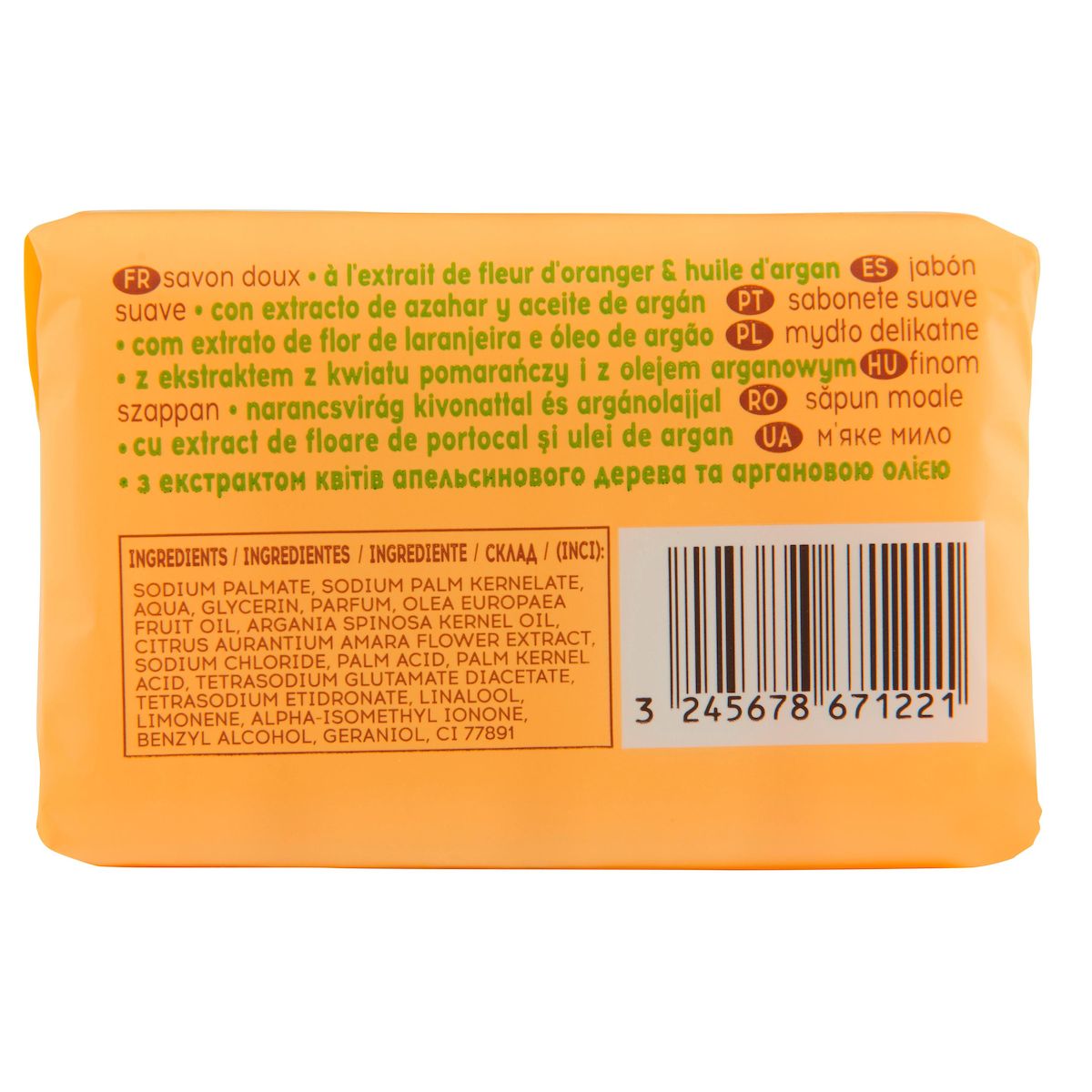 COSMIA Savon solide fdoux à la fleur d'oranger et huile d'argan 4 savons 360g
