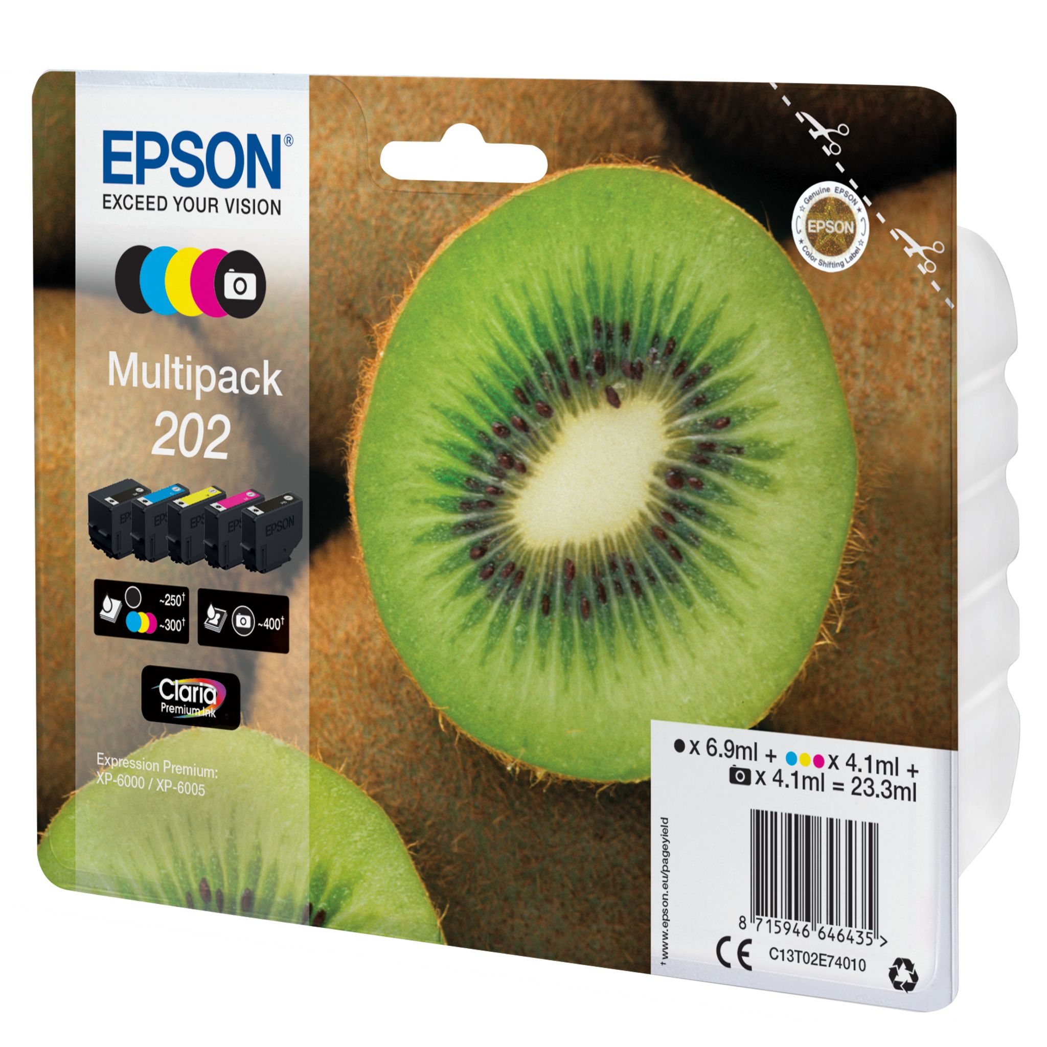 Voir la diapositive 2 : EPSON Pack de 5 cartouches d'encre Kiwi N202