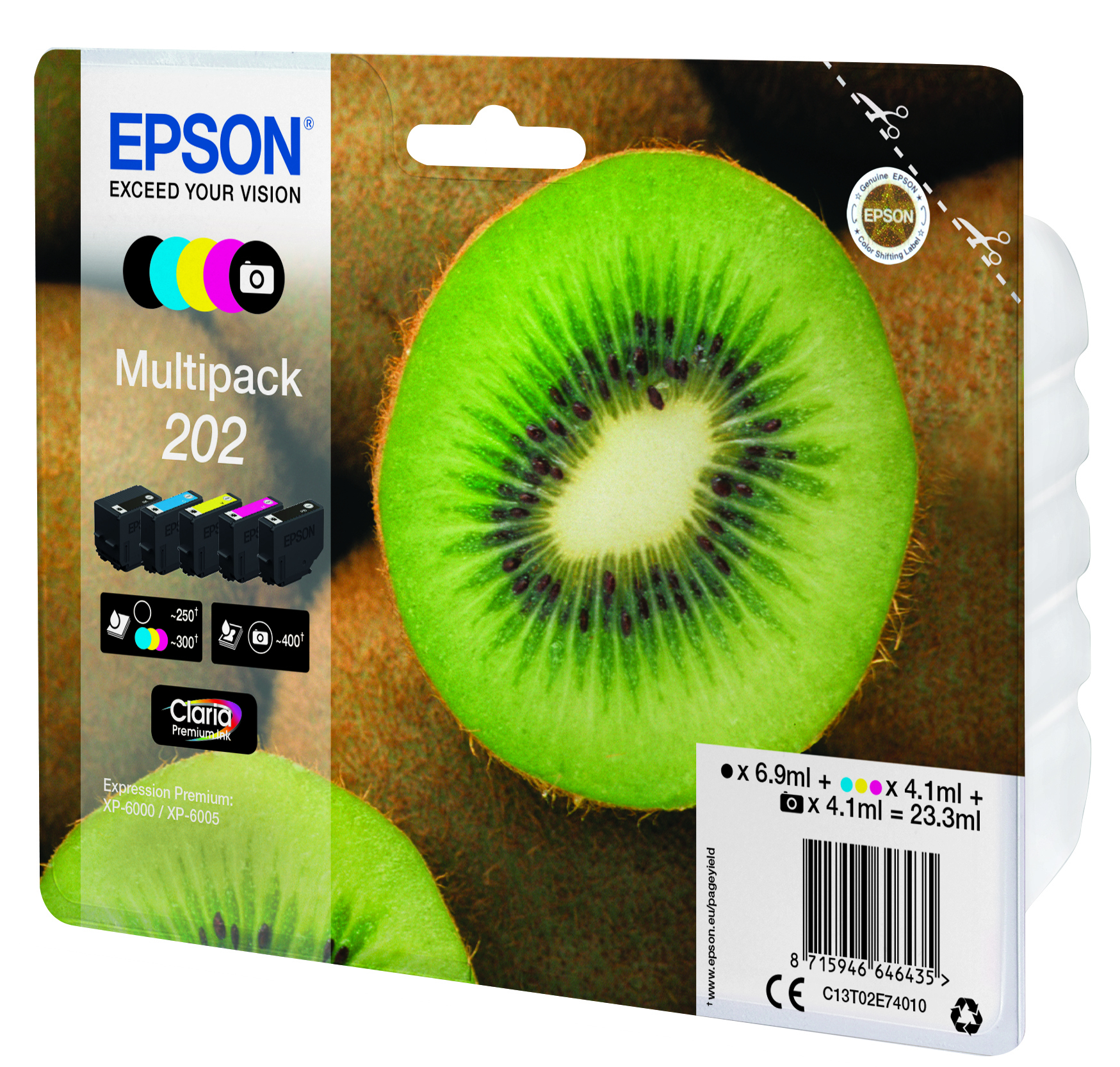 Voir la diapositive 4 : EPSON Pack de 5 cartouches d'encre Kiwi N202