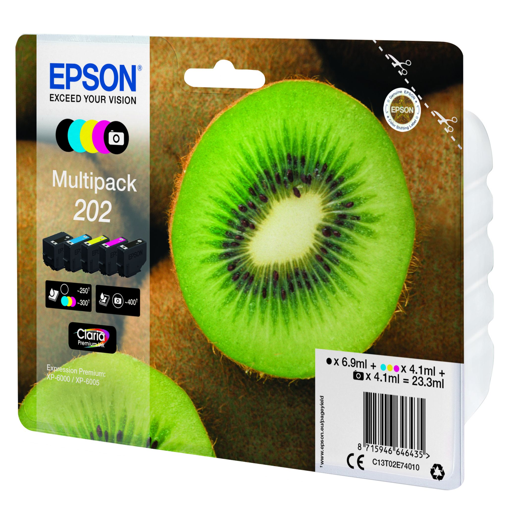 Voir la diapositive 4 : EPSON Pack de 5 cartouches d'encre Kiwi N202