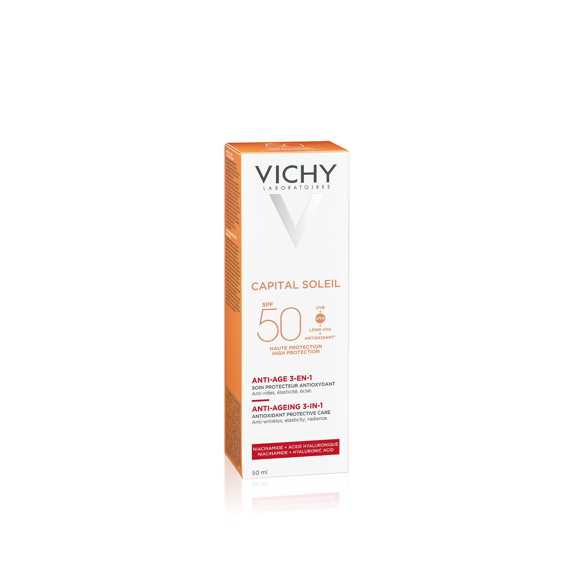 Voir la diapositive 2 : VICHY Capital soleil Anti âge 3 en 1 SPF50 50ml
