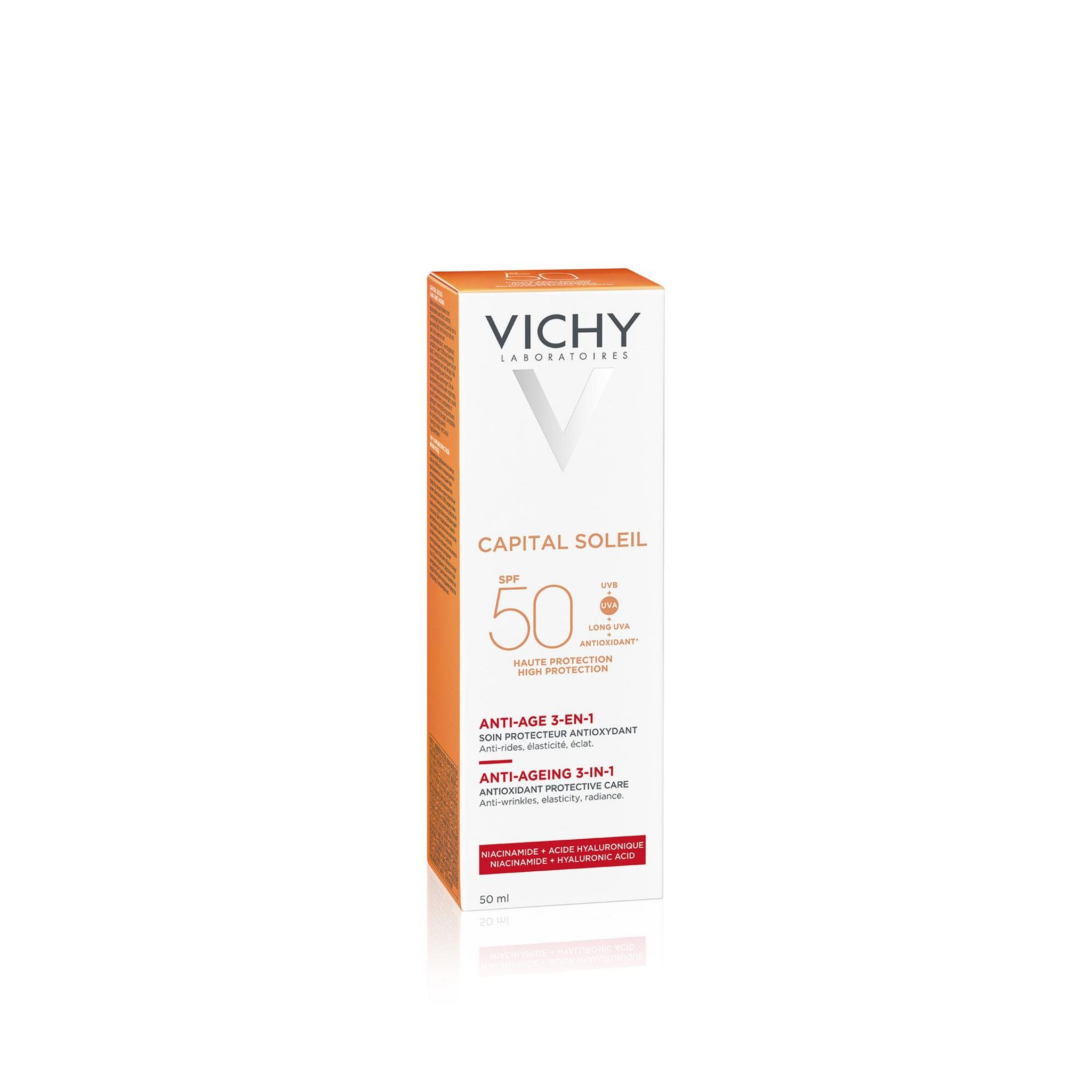 Voir la diapositive 2 : VICHY Capital soleil Anti âge 3 en 1 SPF50 50ml