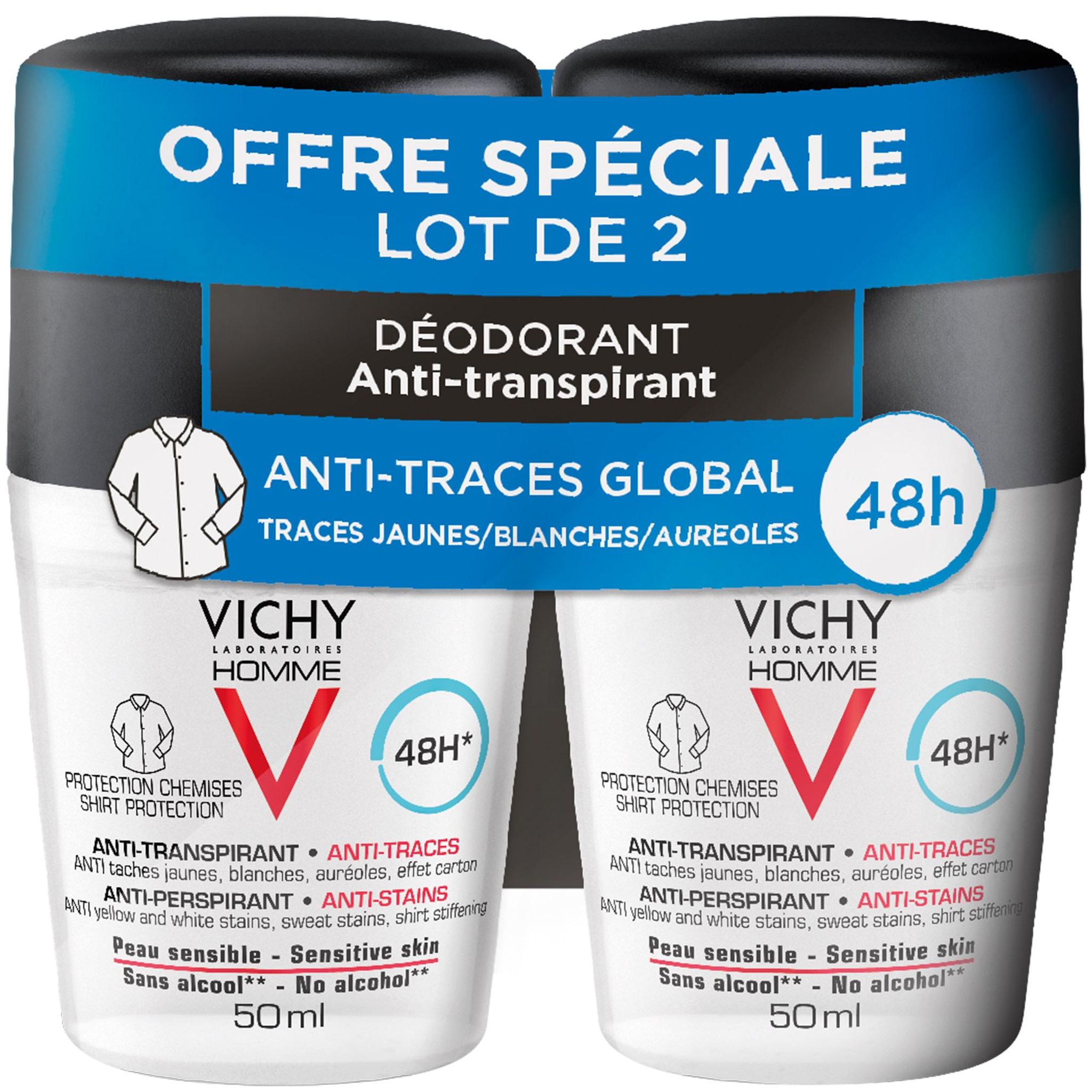 VICHY Déodrant anti transpirant 48h 2x50ml
