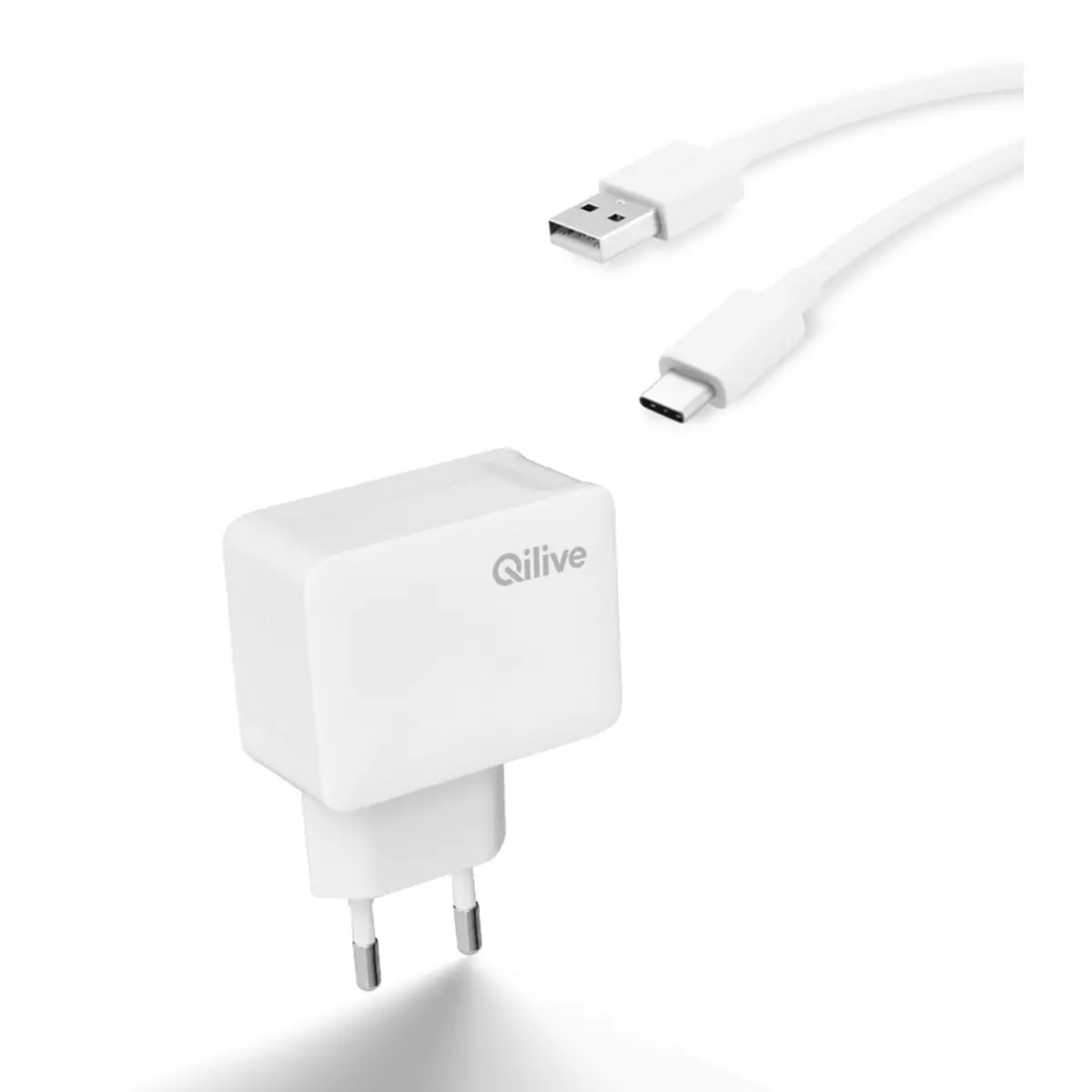QILIVE Chargeur pour téléphone USB-C - Longueur de câble 1.20 m - Blanc