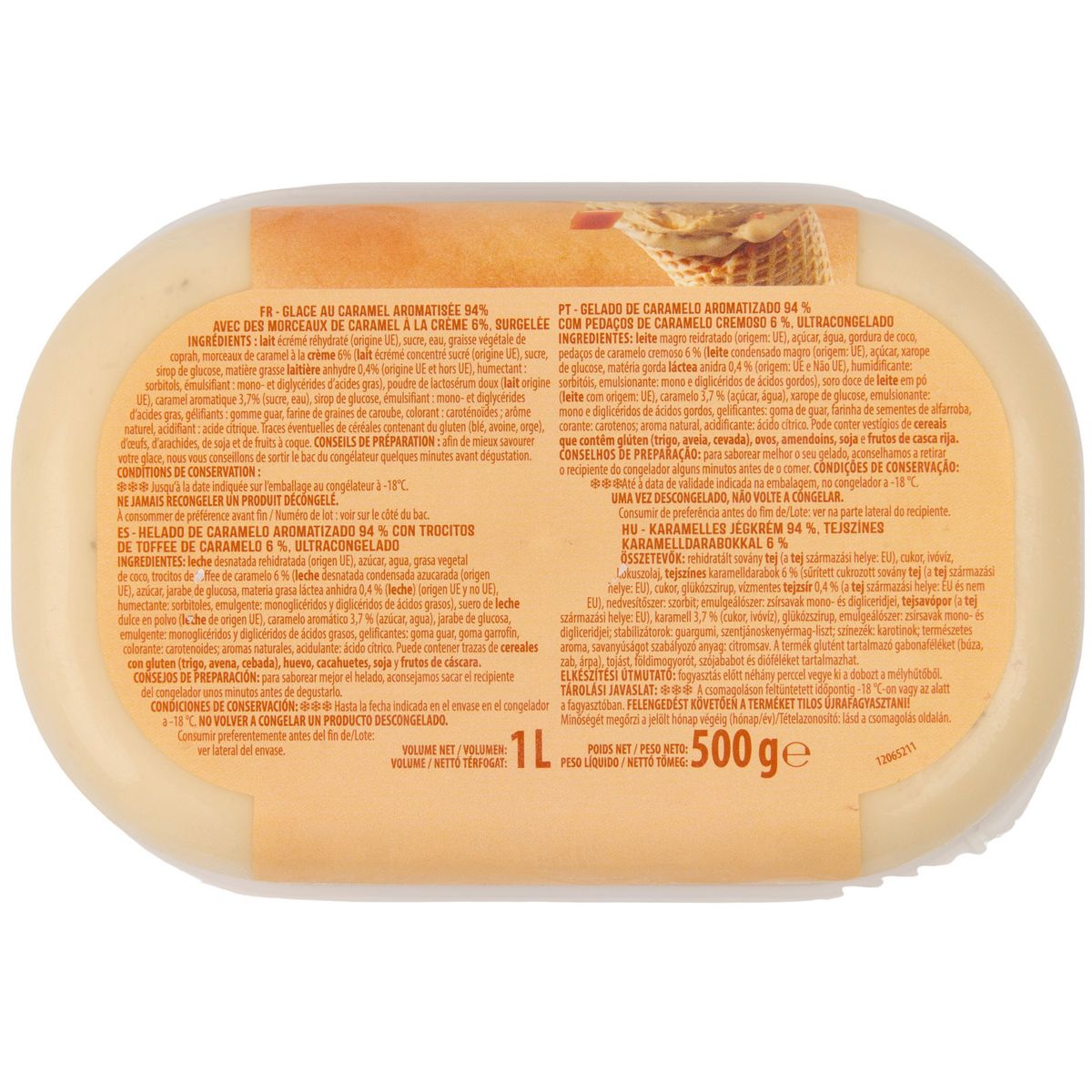 AUCHAN Glace au caramel 500g