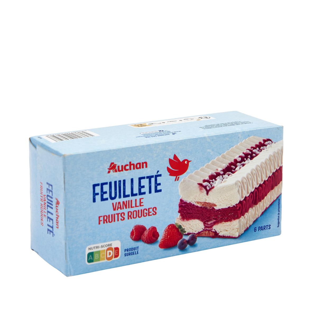 AUCHAN Feuilleté vanille fruits rouges 6 parts 369g