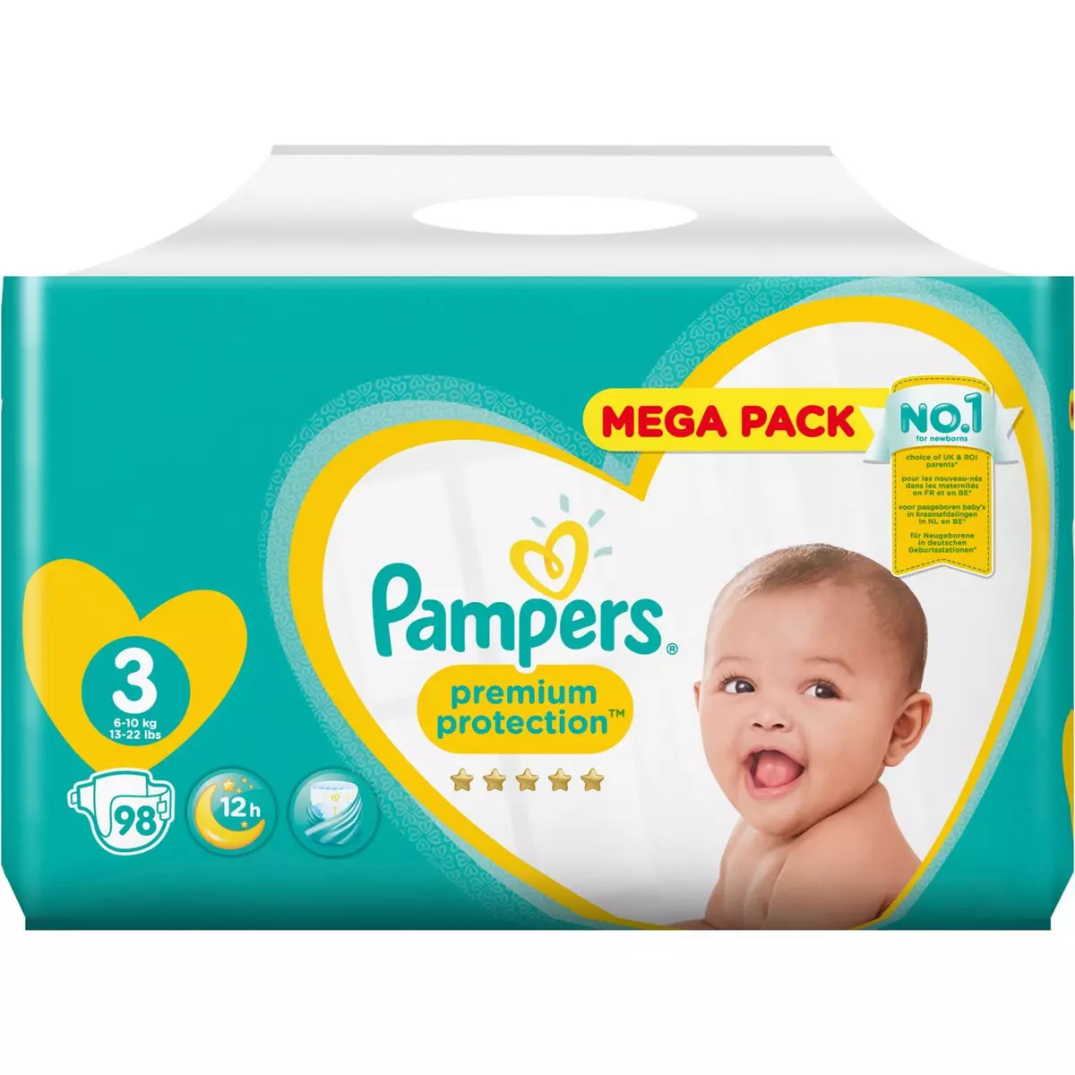 PAMPERS Premium protection mega pack couches taille 3 (6-10kg) 98 couches