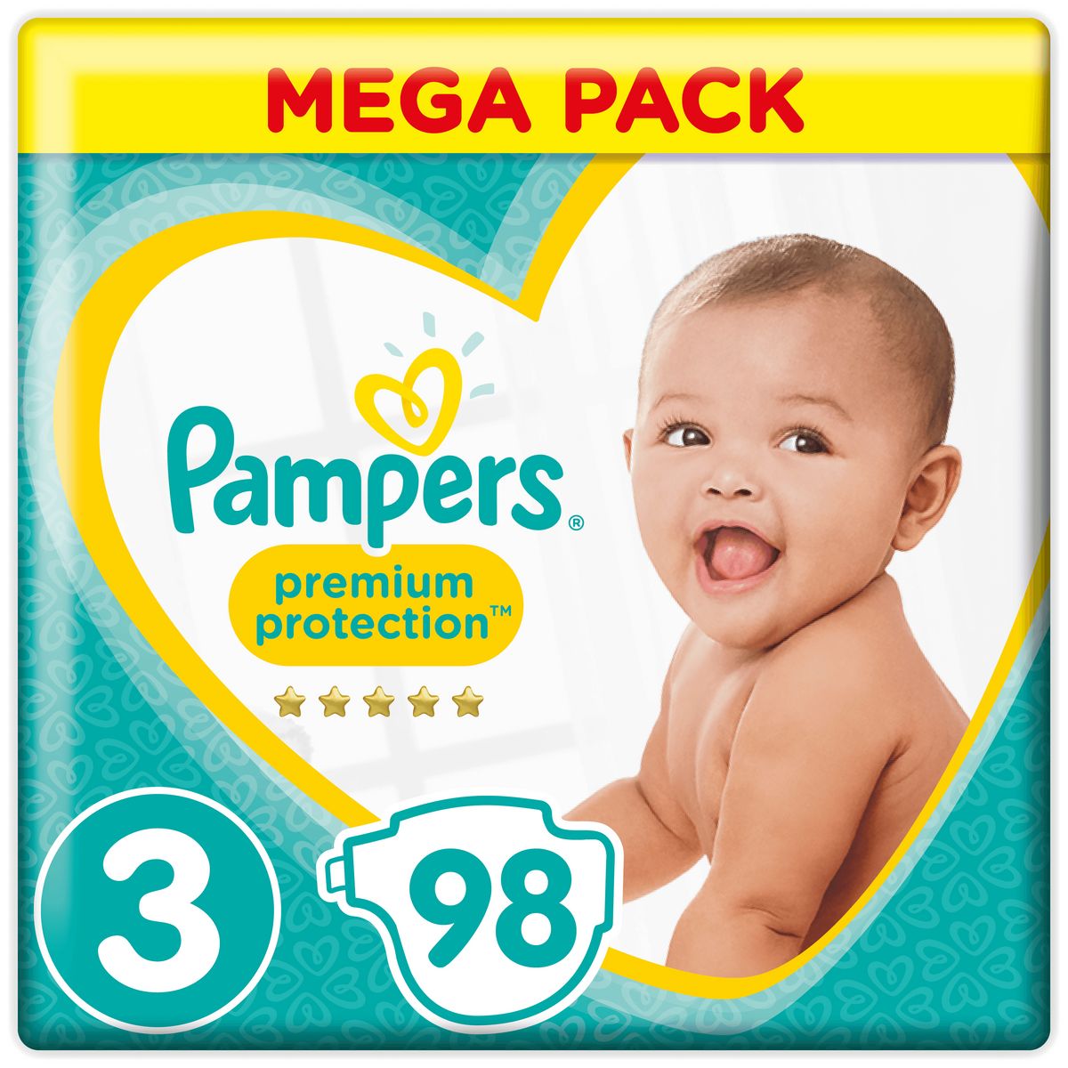 PAMPERS Premium protection mega pack couches taille 3 (6-10kg) 98 couches