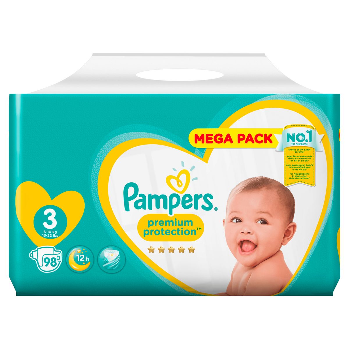 PAMPERS Premium protection mega pack couches taille 3 (6-10kg) 98 couches