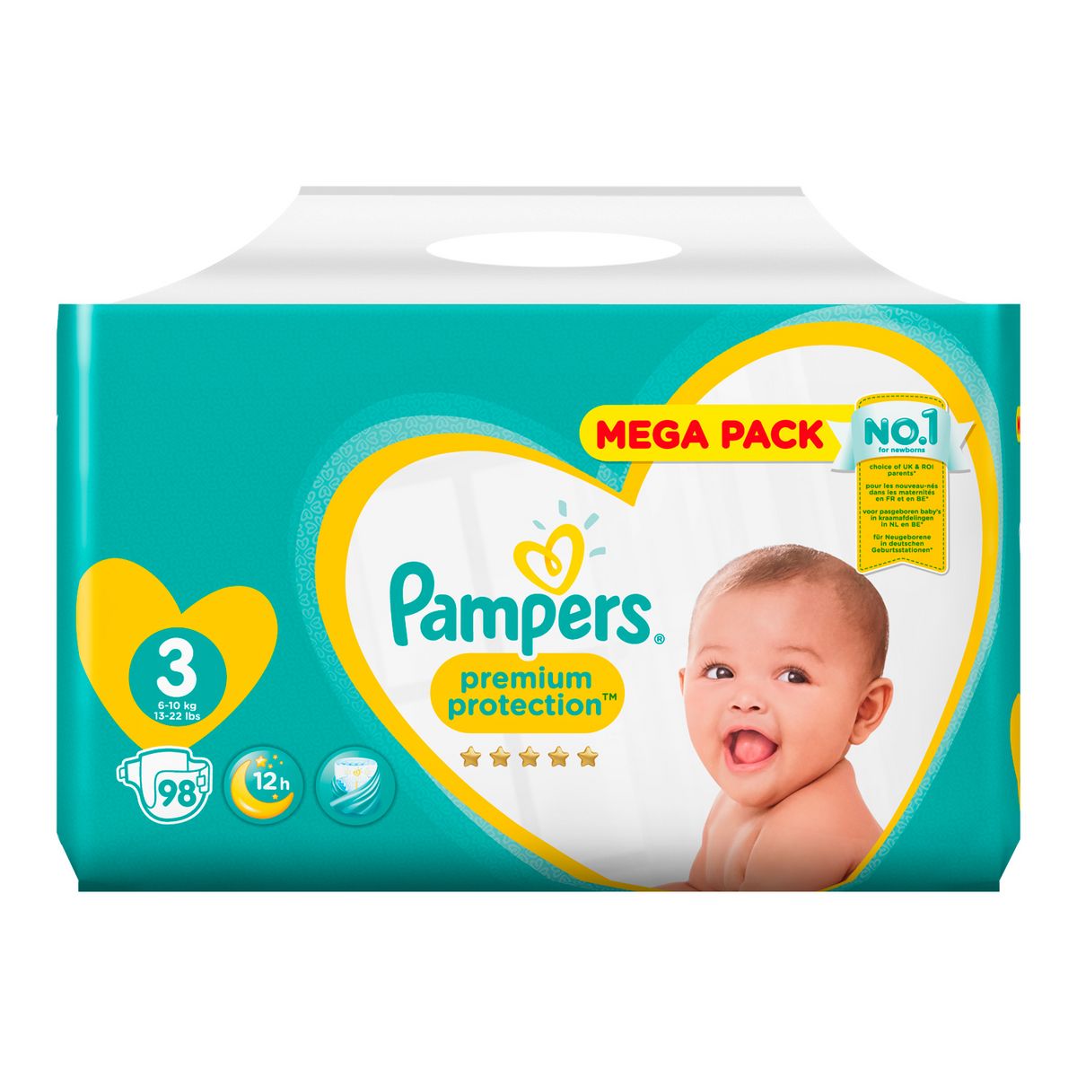 PAMPERS Premium protection mega pack couches taille 3 (6-10kg) 98 couches