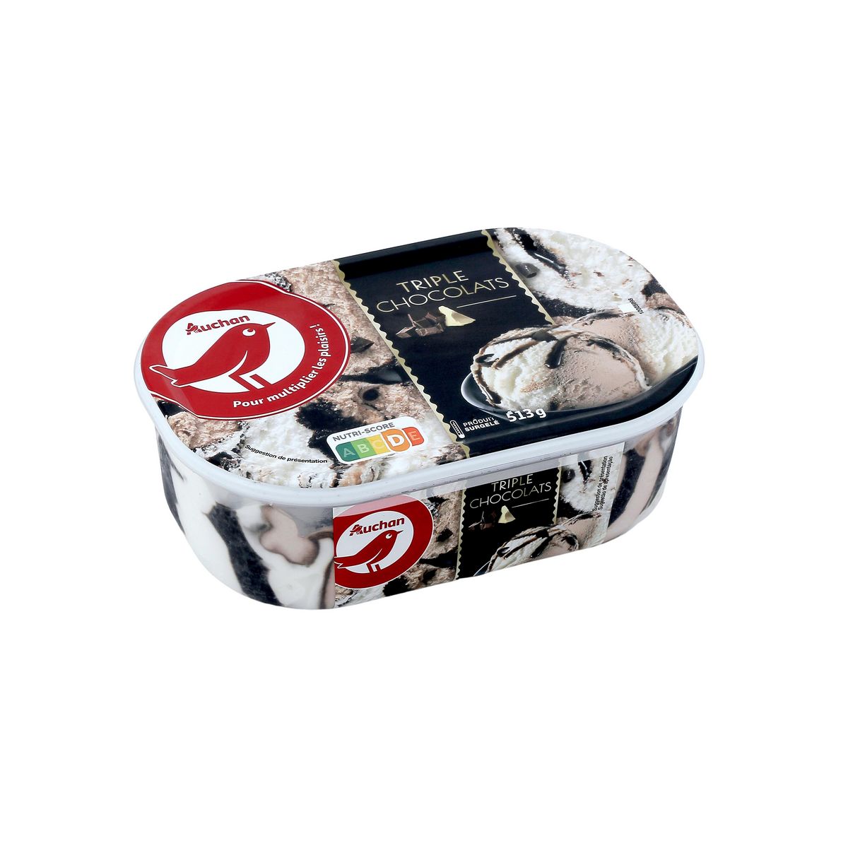 AUCHAN Glace aux 3 chocolats 513g