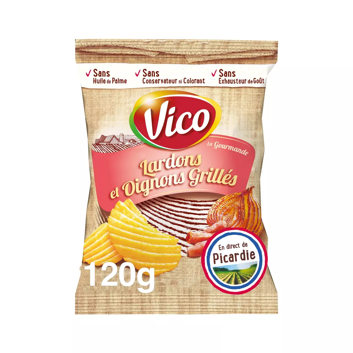 VICO Chips ondulées saveur lardons et oignons grillés 120g