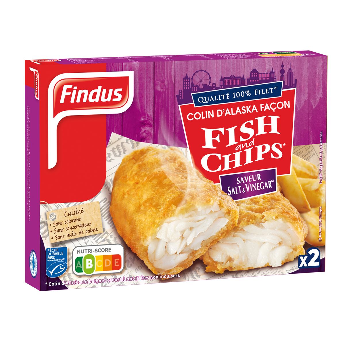 FINDUS Colin d'Alaska façon fish and chips au vinaigre MSC 2 pièces 240g