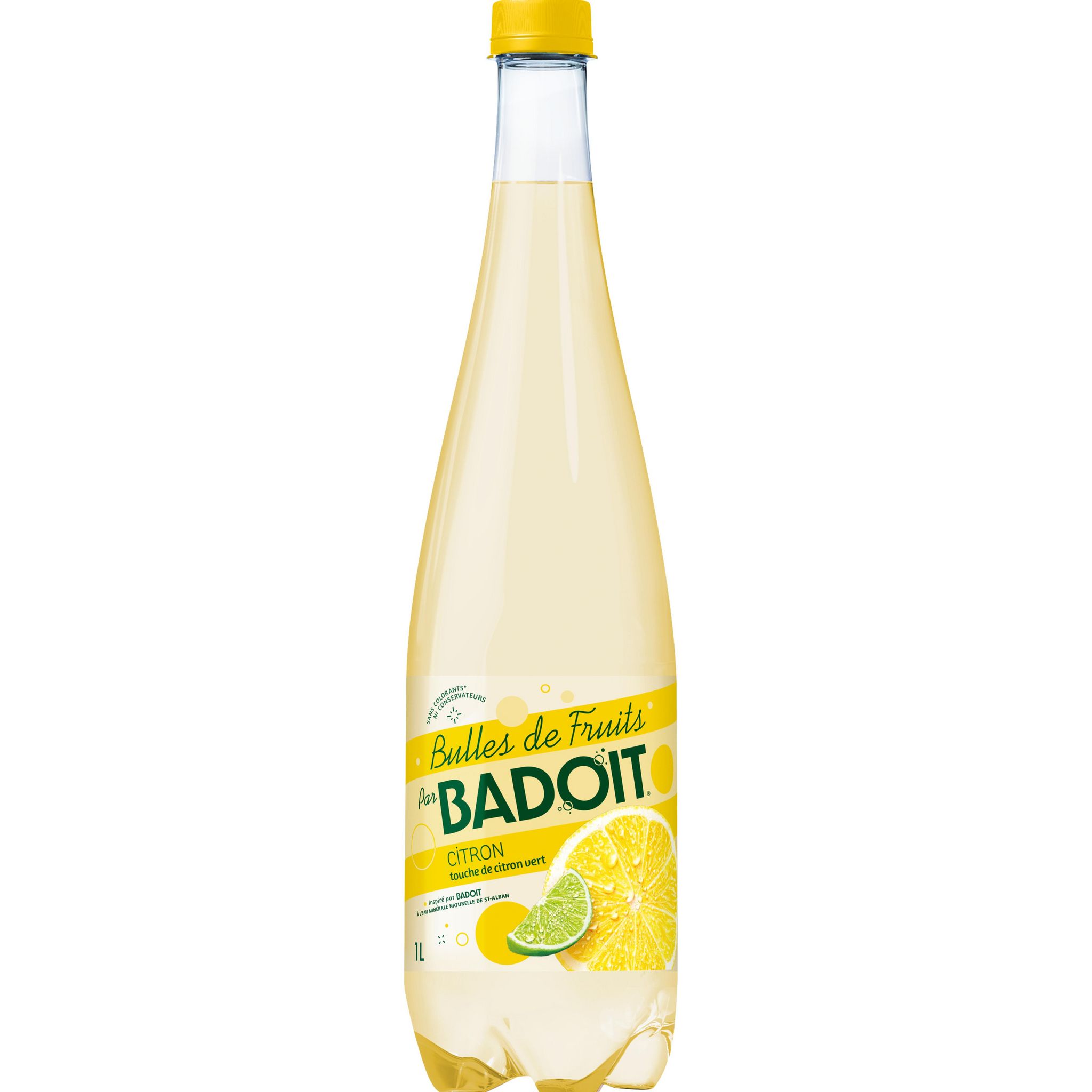 Voir la diapositive 2 : BADOIT Eau gazeuse Bulles de fruits aromatisée citron 1l