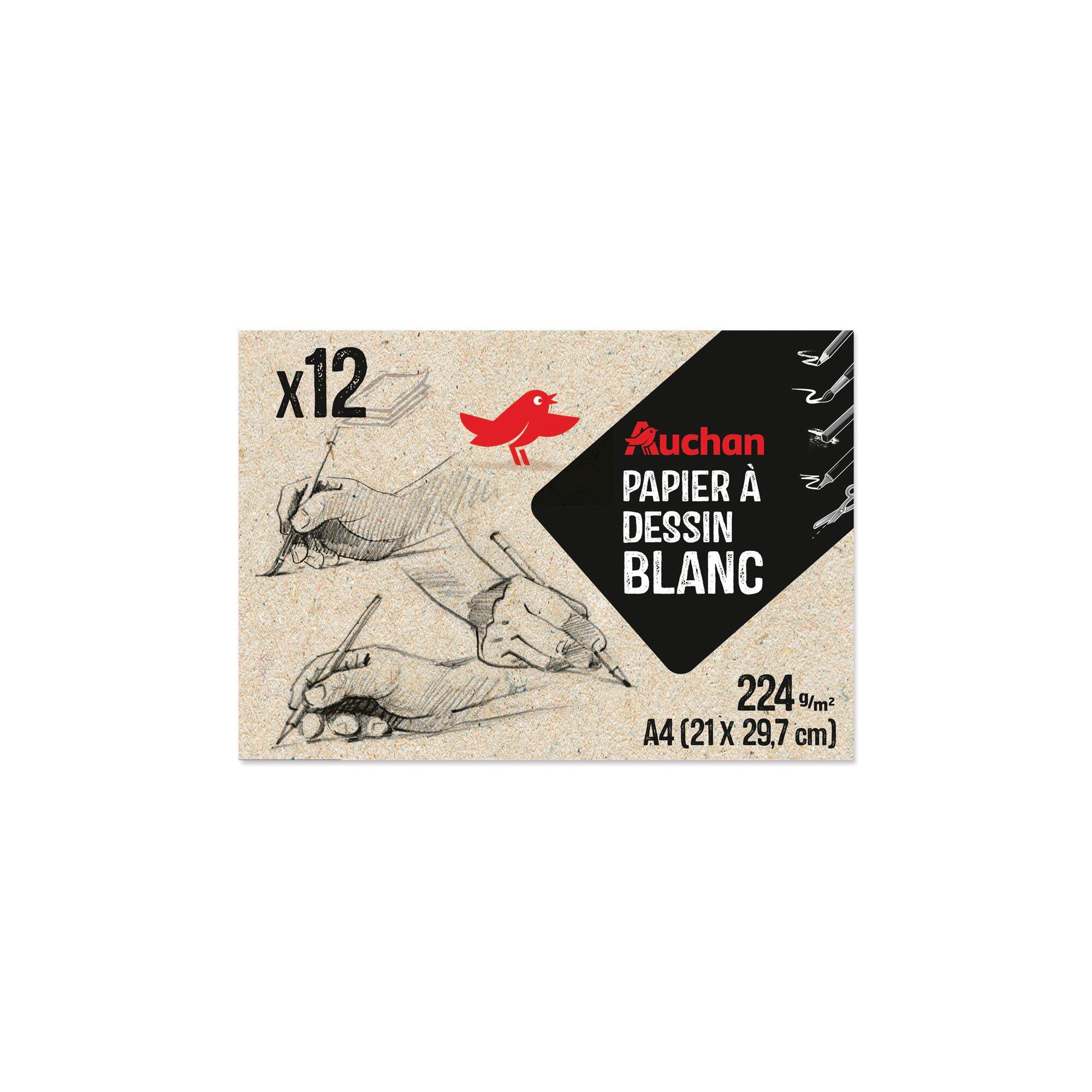AUCHAN Pochette dessin 12 feuilles 224g 21x29.7cm