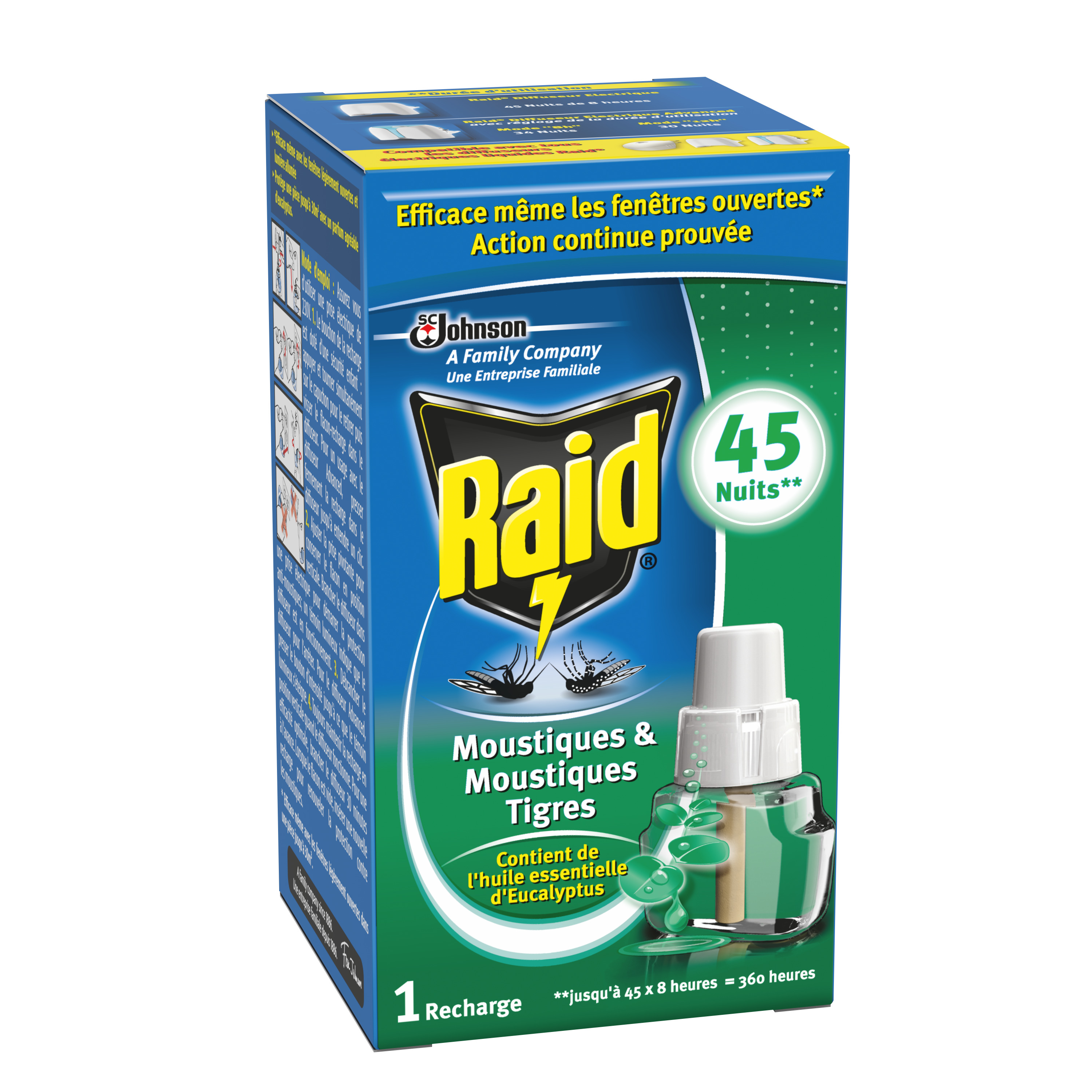 Voir la diapositive 2 : RAID Recharge diffuseur électrique anti-moustiques et moustiques tigres à l'huile essentielle d'eucalyptus efficace 45 nuits 1 recharge