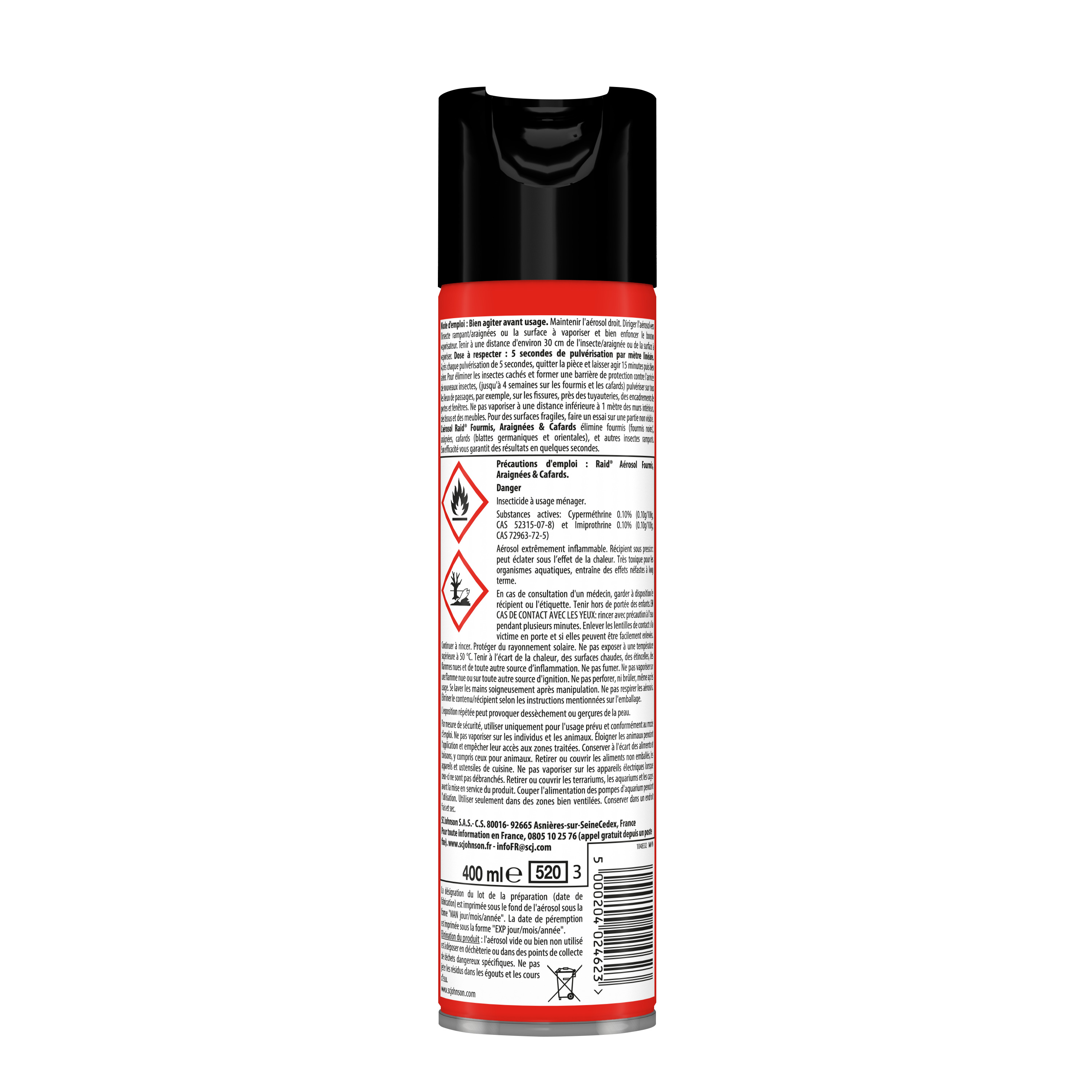 Voir la diapositive 3 : RAID Insecticide effet barrière anti-rampants 400ml