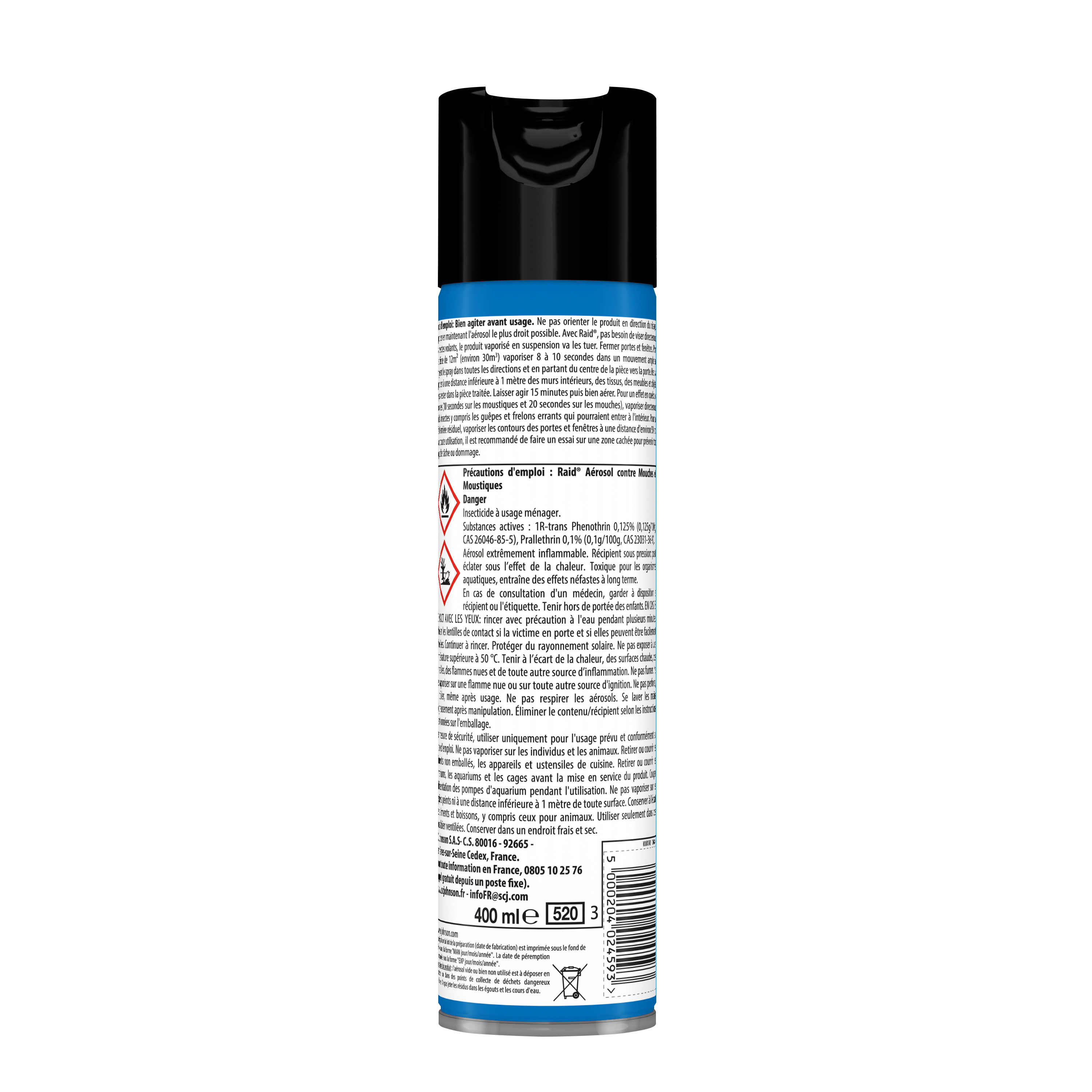 Voir la diapositive 4 : RAID Insecticide anti-mouches et moustiques 400ml