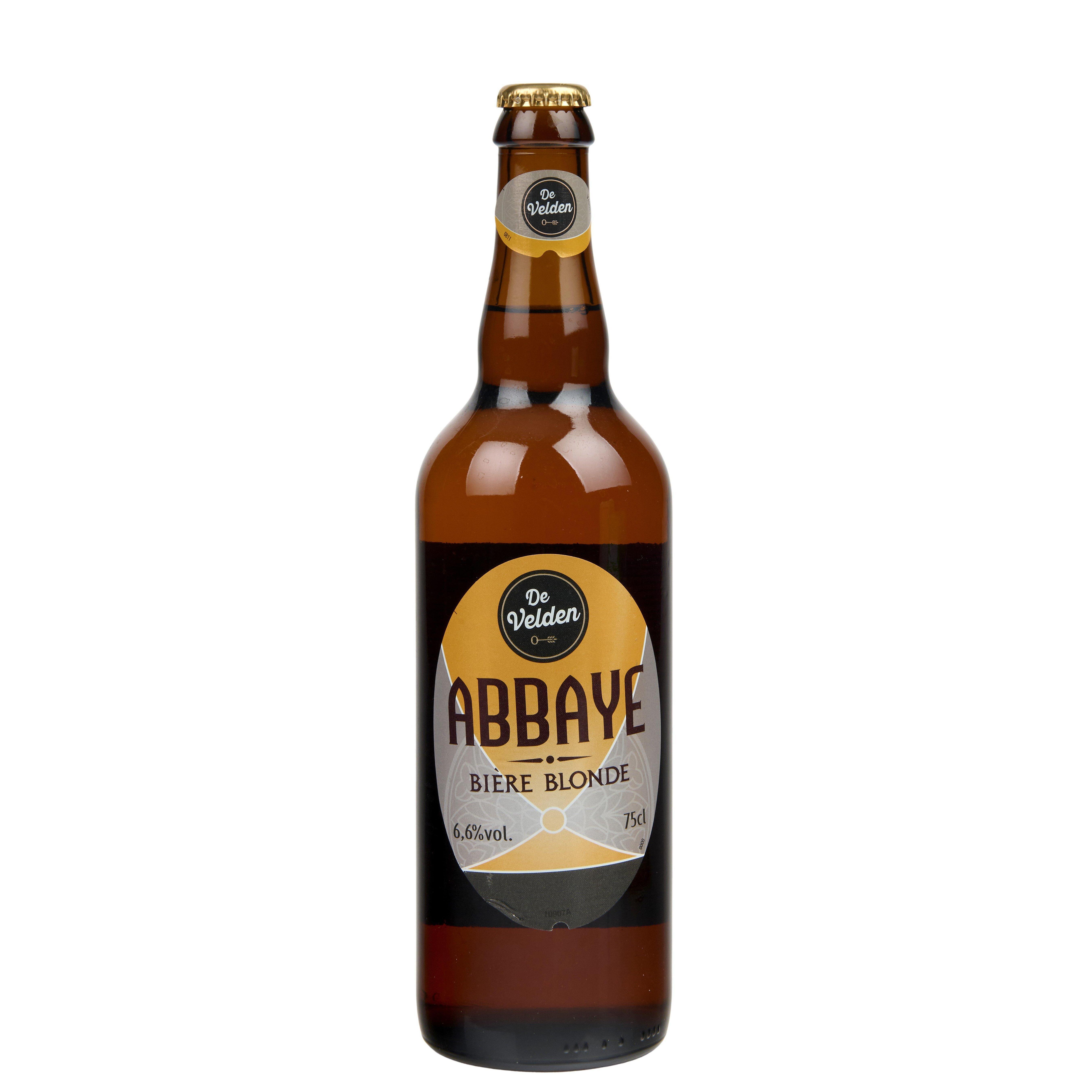 Voir la diapositive 3 : DE VELDEN Bière blonde d'abbaye 6,6% bouteille 75cl