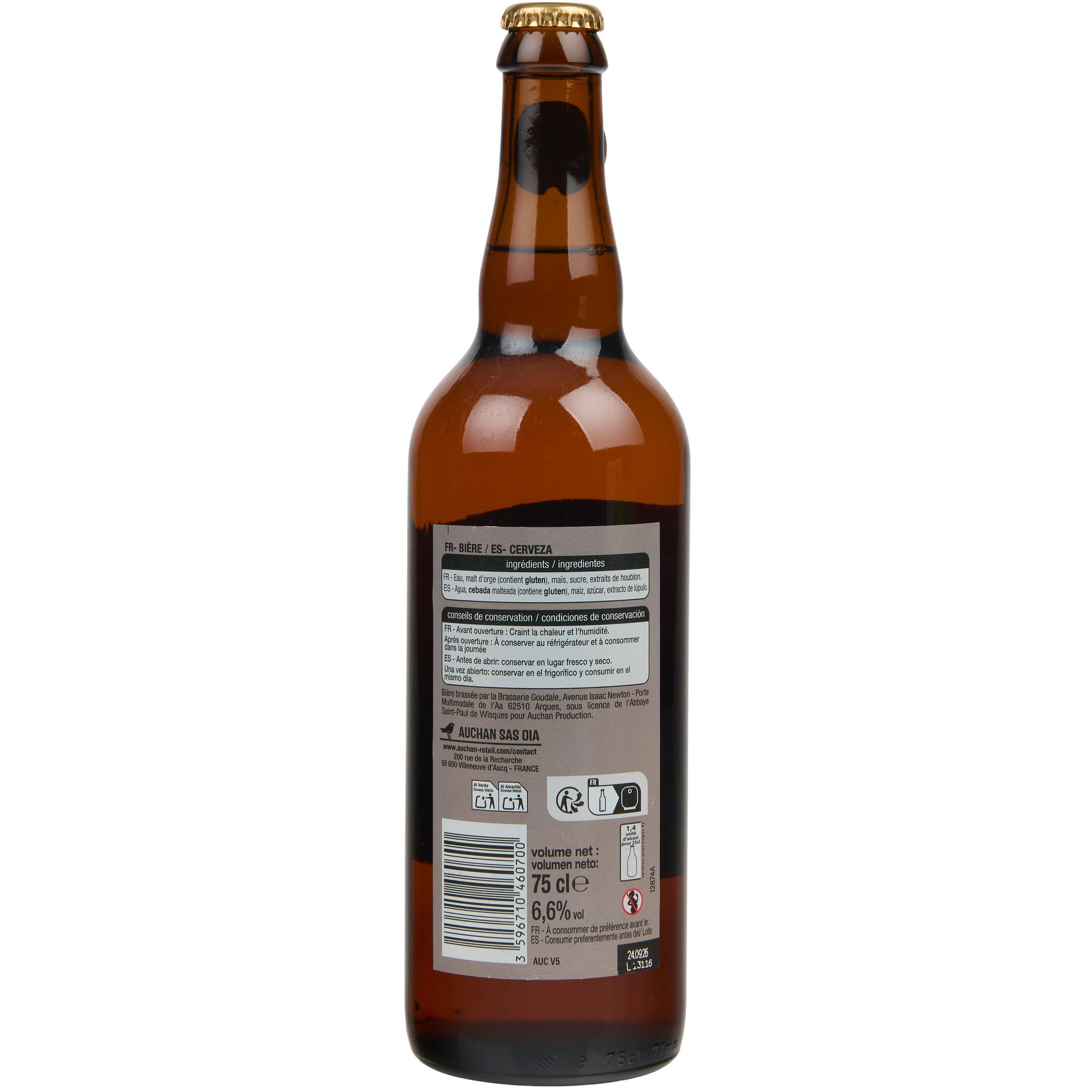 Voir la diapositive 5 : DE VELDEN Bière blonde d'abbaye 6,6% bouteille 75cl