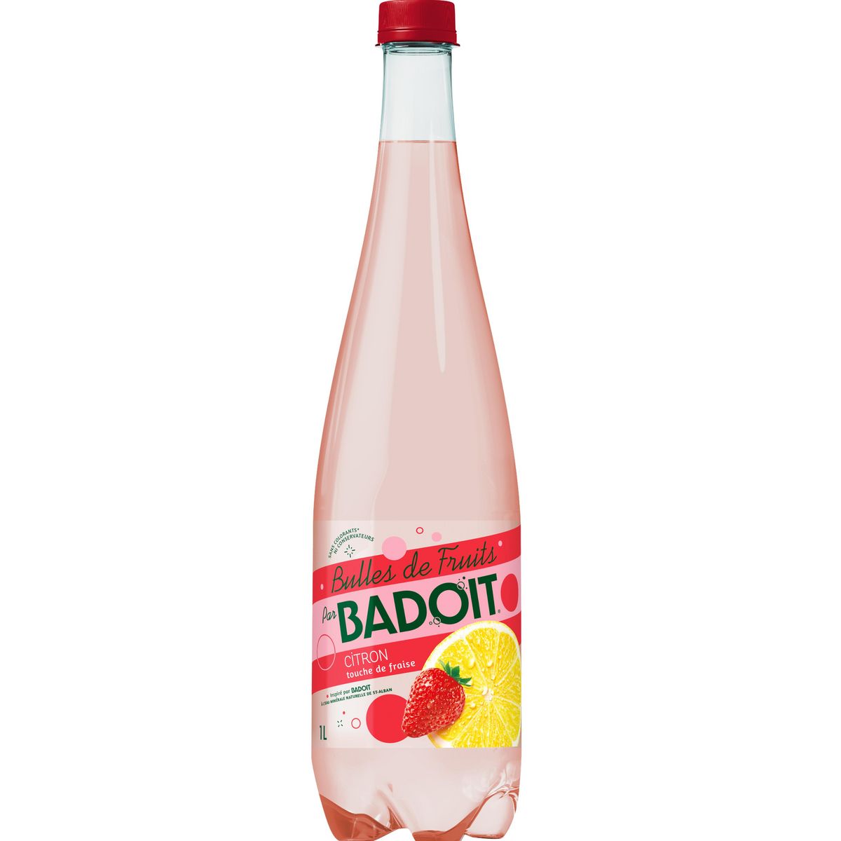 BADOIT Eau gazeuse Bulles de fruits aromatisée citron fraise 1l
