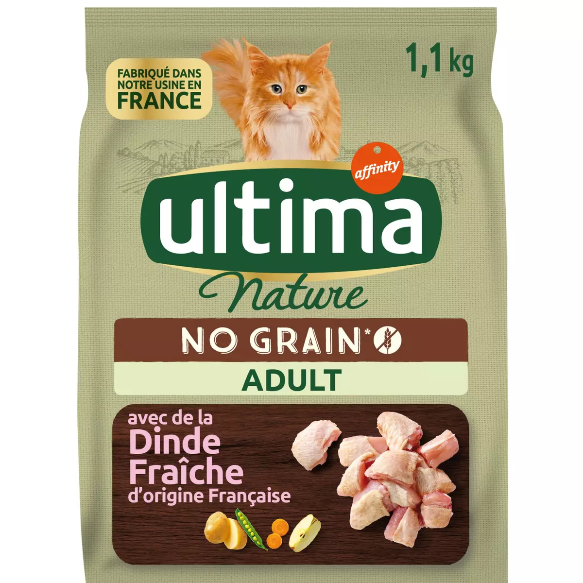 ULTIMA NATURE Croquettes sans céréale dinde légumes pour chat 1,1kg