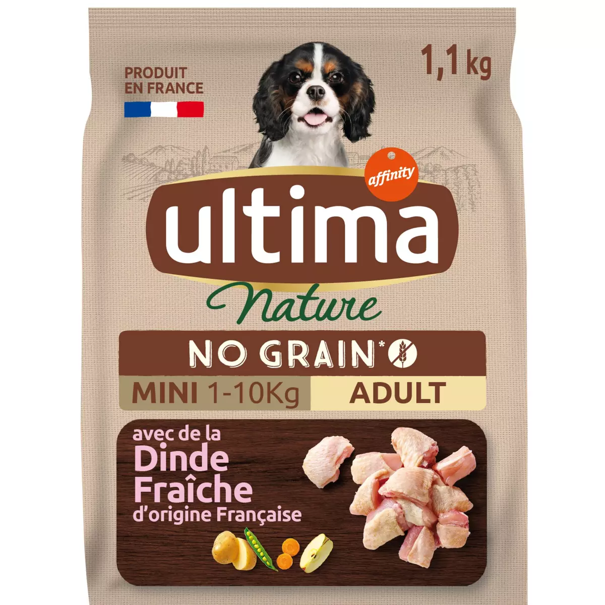 ULTIMA NATURE Croquettes sans céréales à la dinde pour petit chien 1,1kg